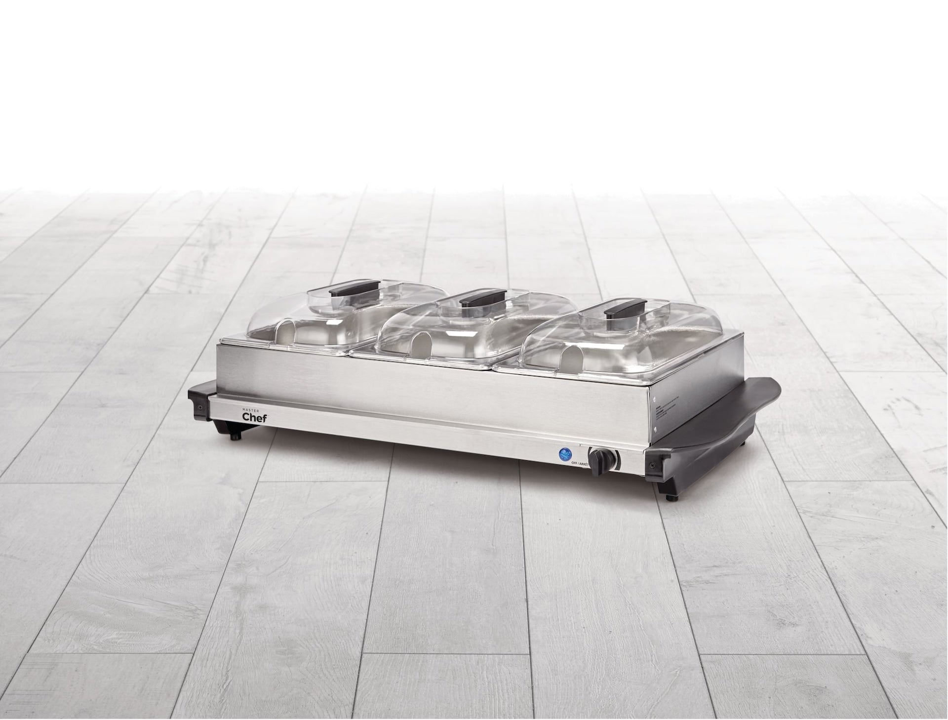 MASTER Chef 3-stufiger Buffetserver / Lebensmittelwärmer mit Warmhalteschale, Edelstahl, 300W