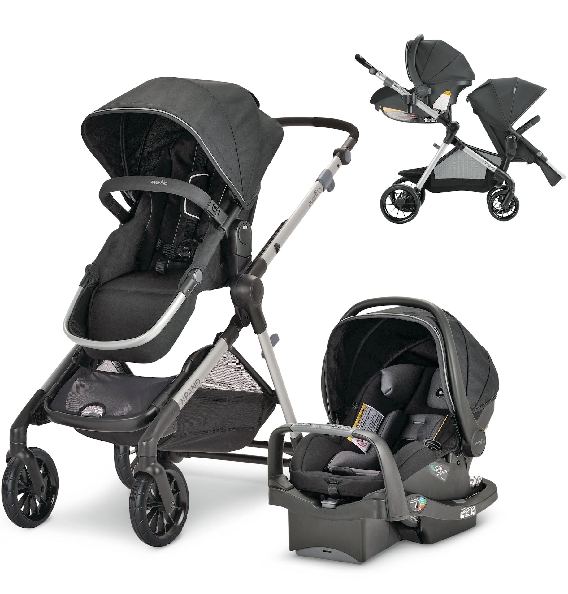 Evenflo Pivot xpand modulares kompaktes Faltfahrsystem mit Kinderwagen & Autositz