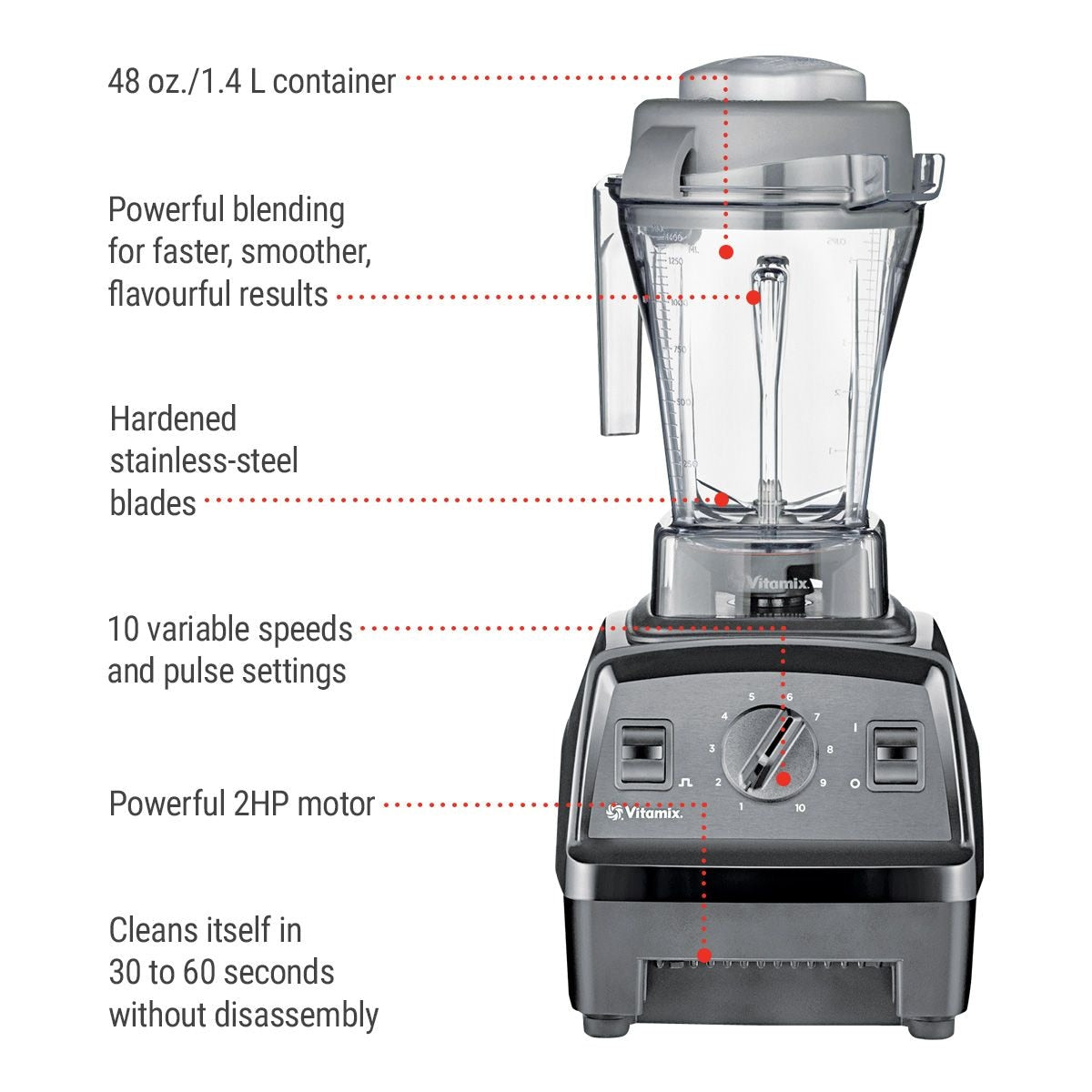 Vitamix explorianischer E310 Mixer mit 10 Geschwindigkeiten, schwarz