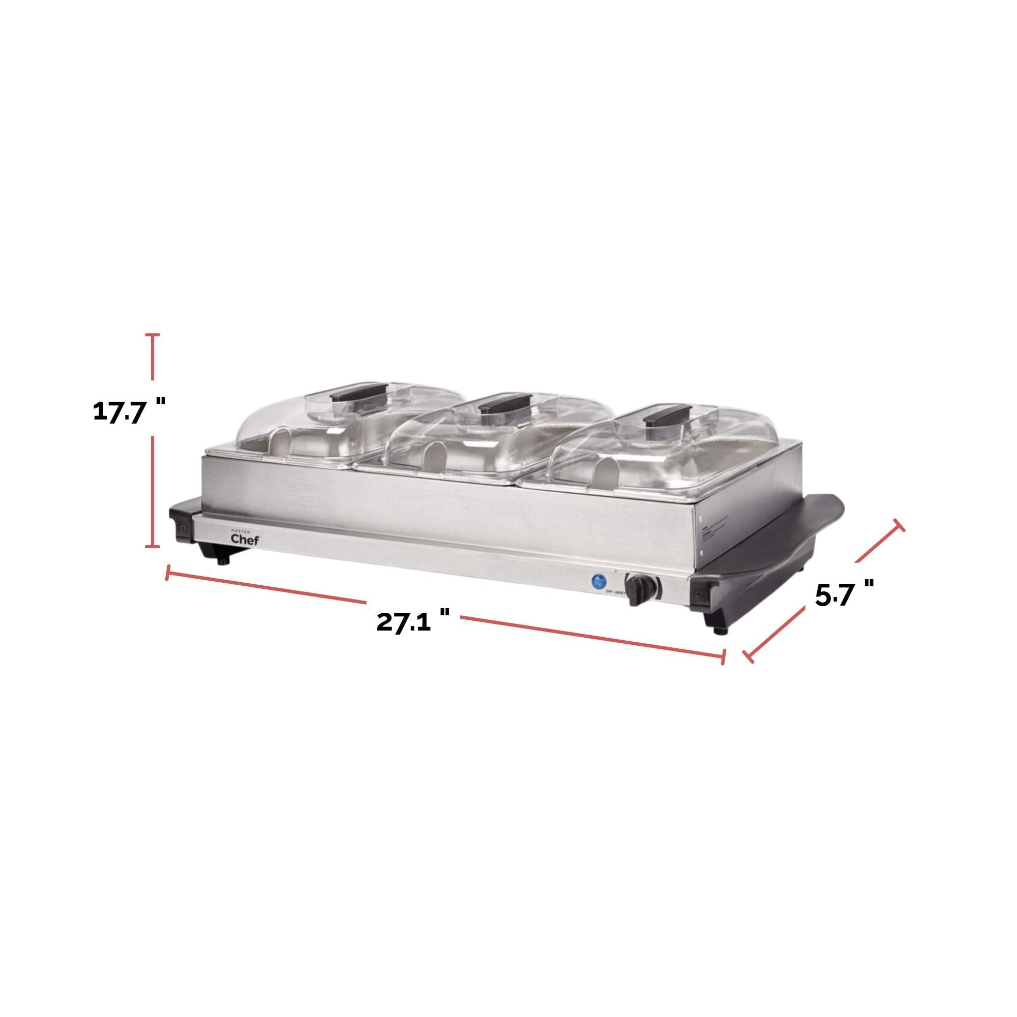 MASTER Chef 3-stufiger Buffetserver / Lebensmittelwärmer mit Warmhalteschale, Edelstahl, 300W