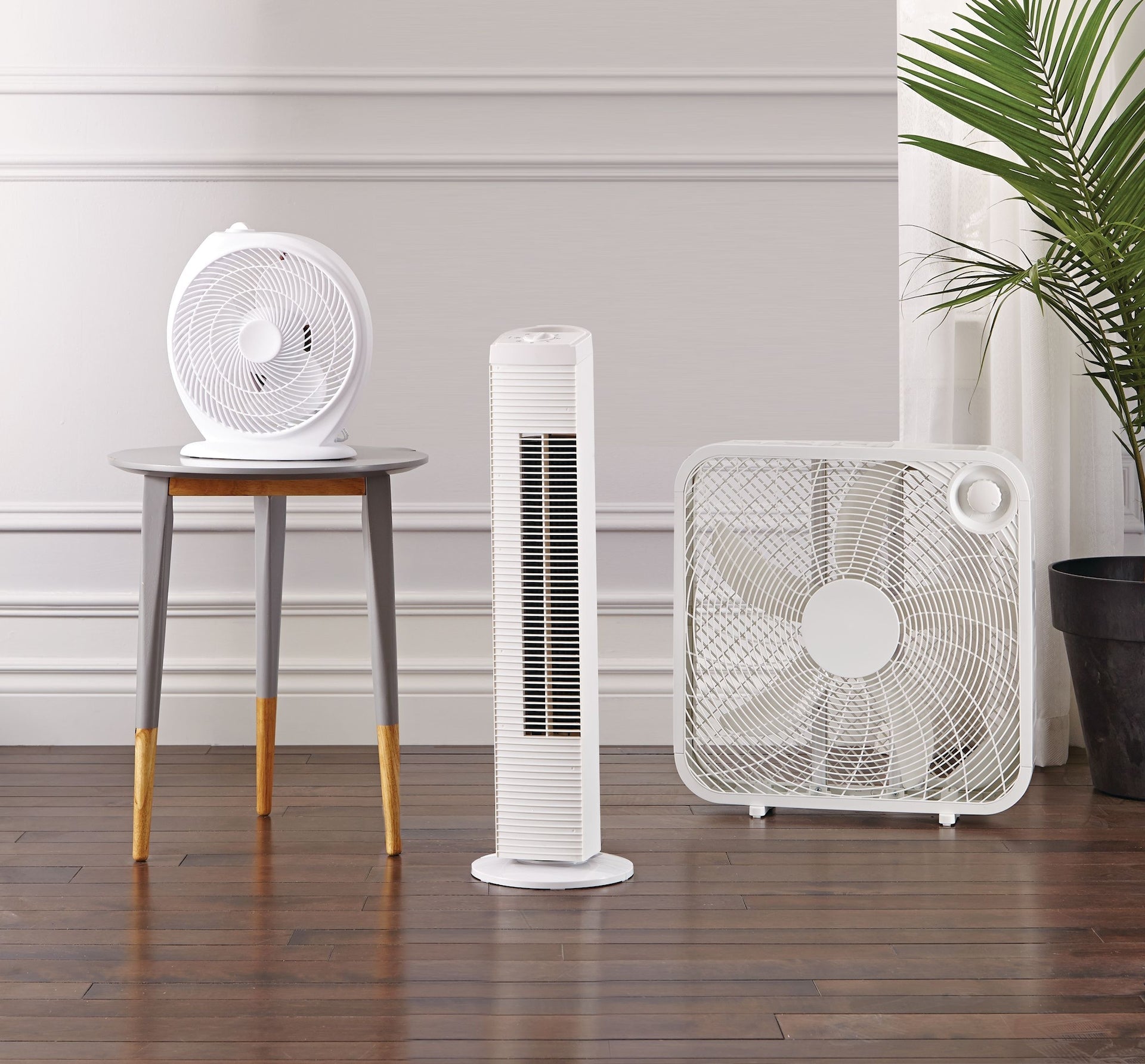 For Living tragbare Box/Bodenventilator aus Kunststoff mit 5 Klingen, 2-Gang, weiß, 20-in