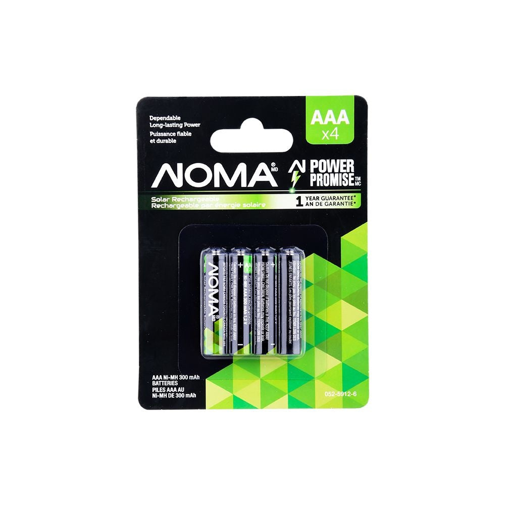 NOMA AAA ni-mh 300mAh wiederaufladbare Batterien für Solarlampen, 1.2V, 4-pk