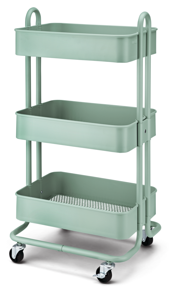 type A Momentum Stahl 3-Tier-Utility-Cart mit 4 Rädern, Eukalyptus