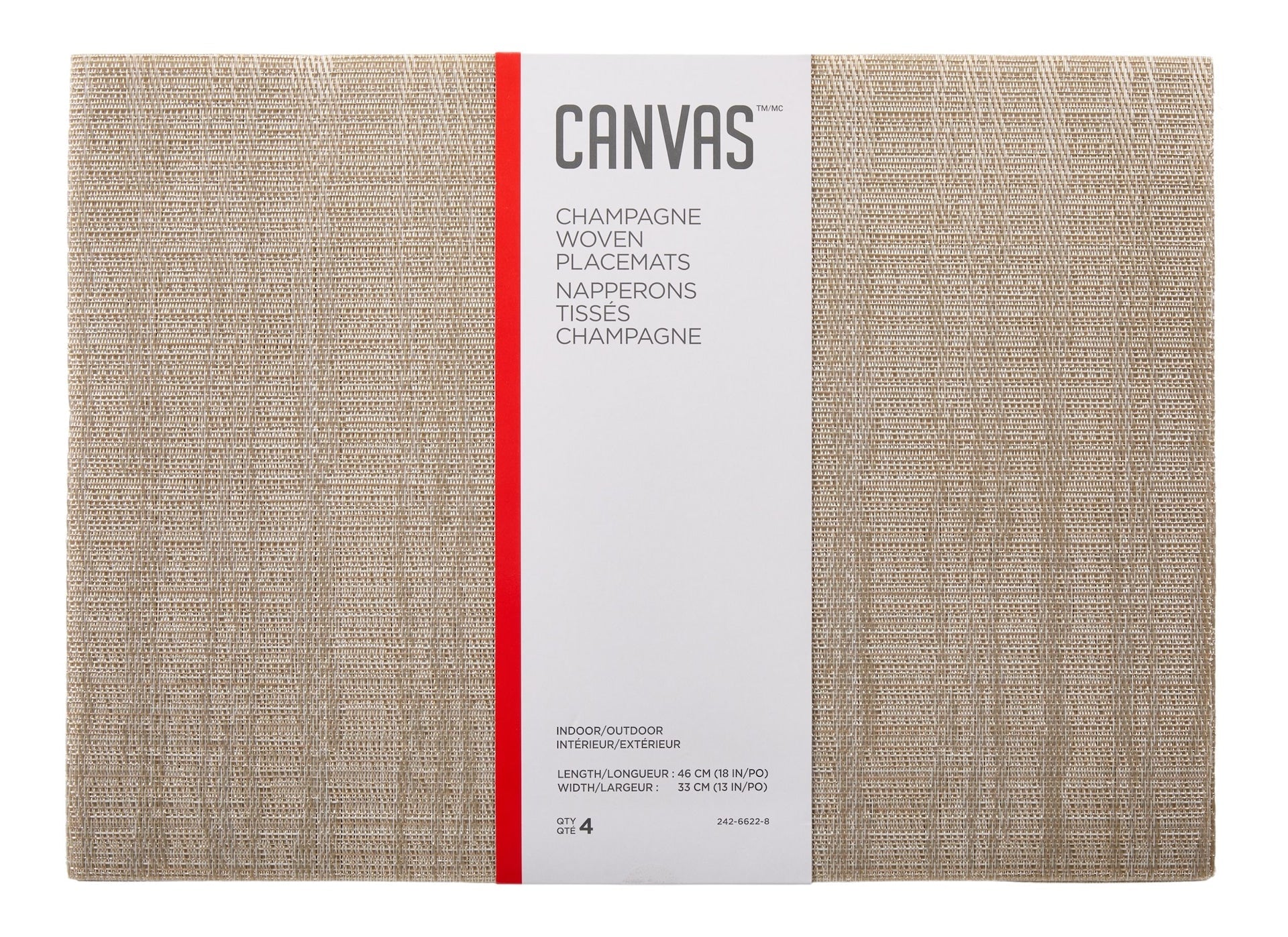 CANVAS Lurex Rechteck textilene gewebte Placemat, Prosecco, 13-in x 18-in, 4-pk