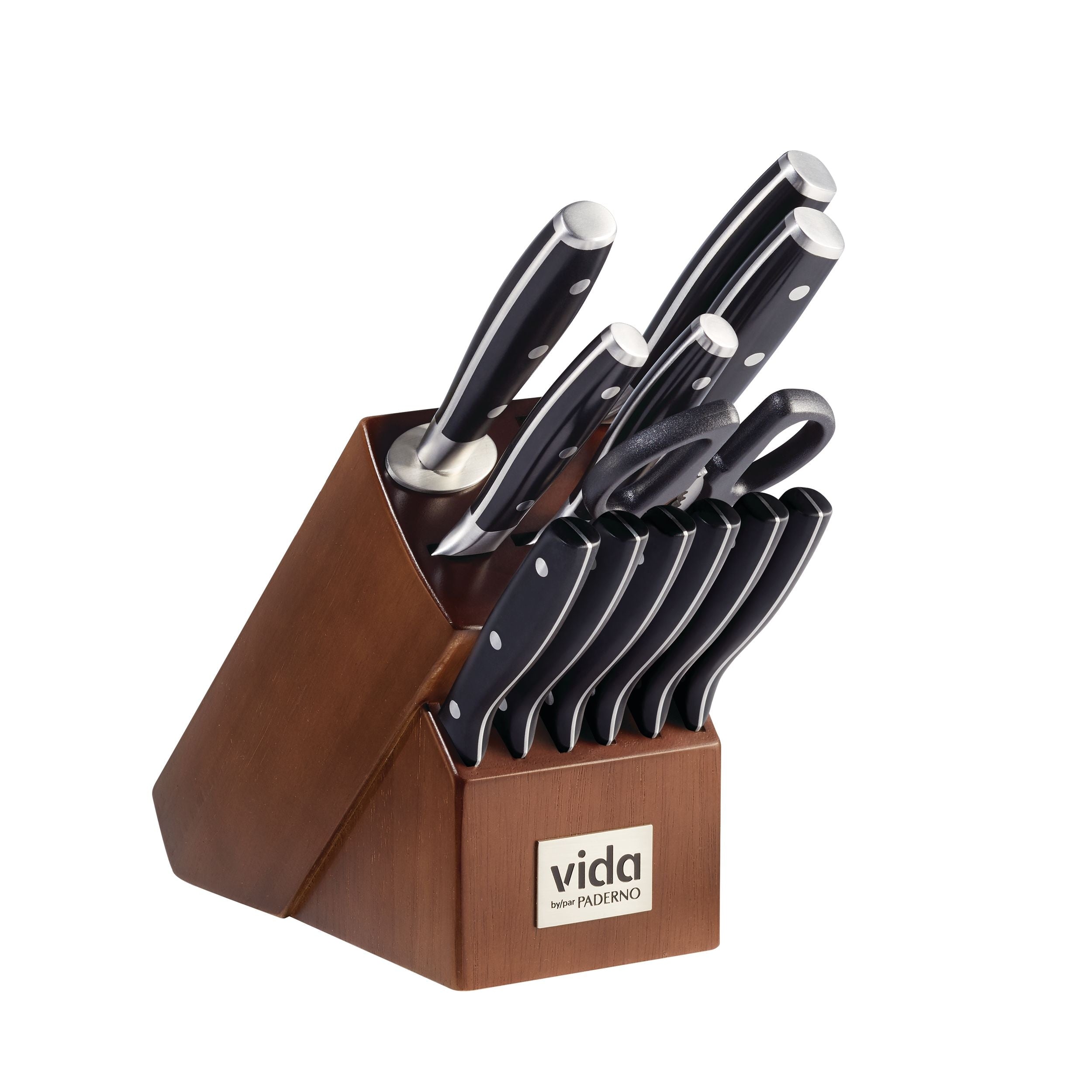 Vida by PADERNO Messerblockset aus japanischem Stahl, ergonomischer Griff, 14-pc