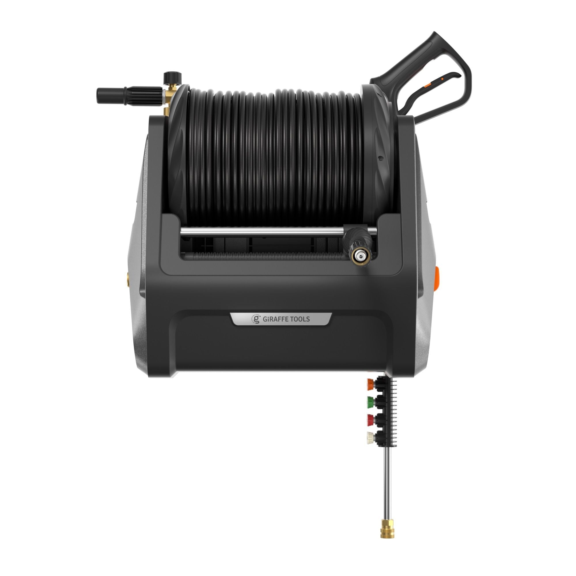 Giraffe Werkzeuge grandfalls G30 Wand montiert 2100 PSI 2,2 GPM bürstenlos einziehbare elektrische Druckwaschanlage mit 100-Fuß-Hartschlauch