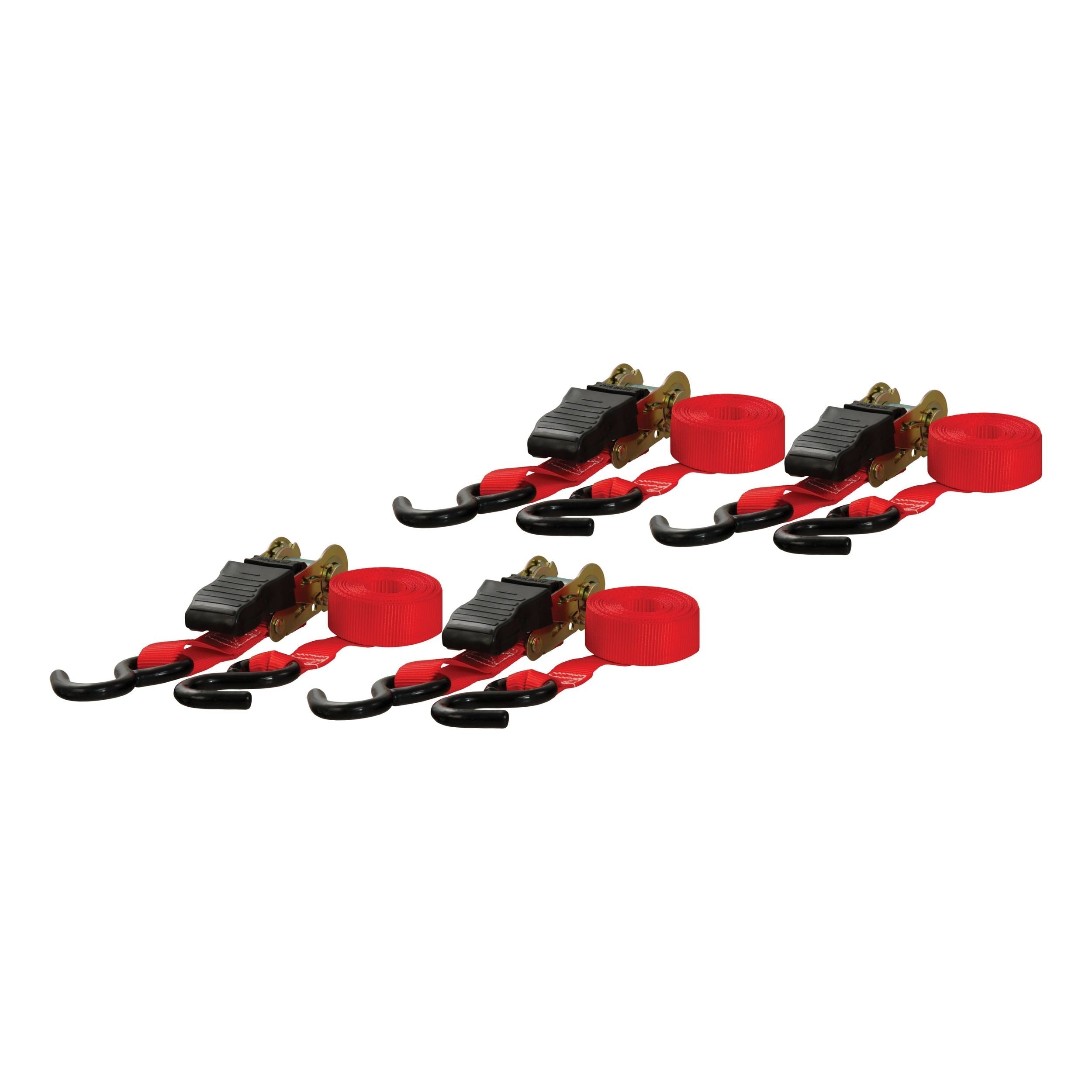 CURT 83002 16-ft rote Frachtbänder mit S-Haken (500-lb, 4-pk)