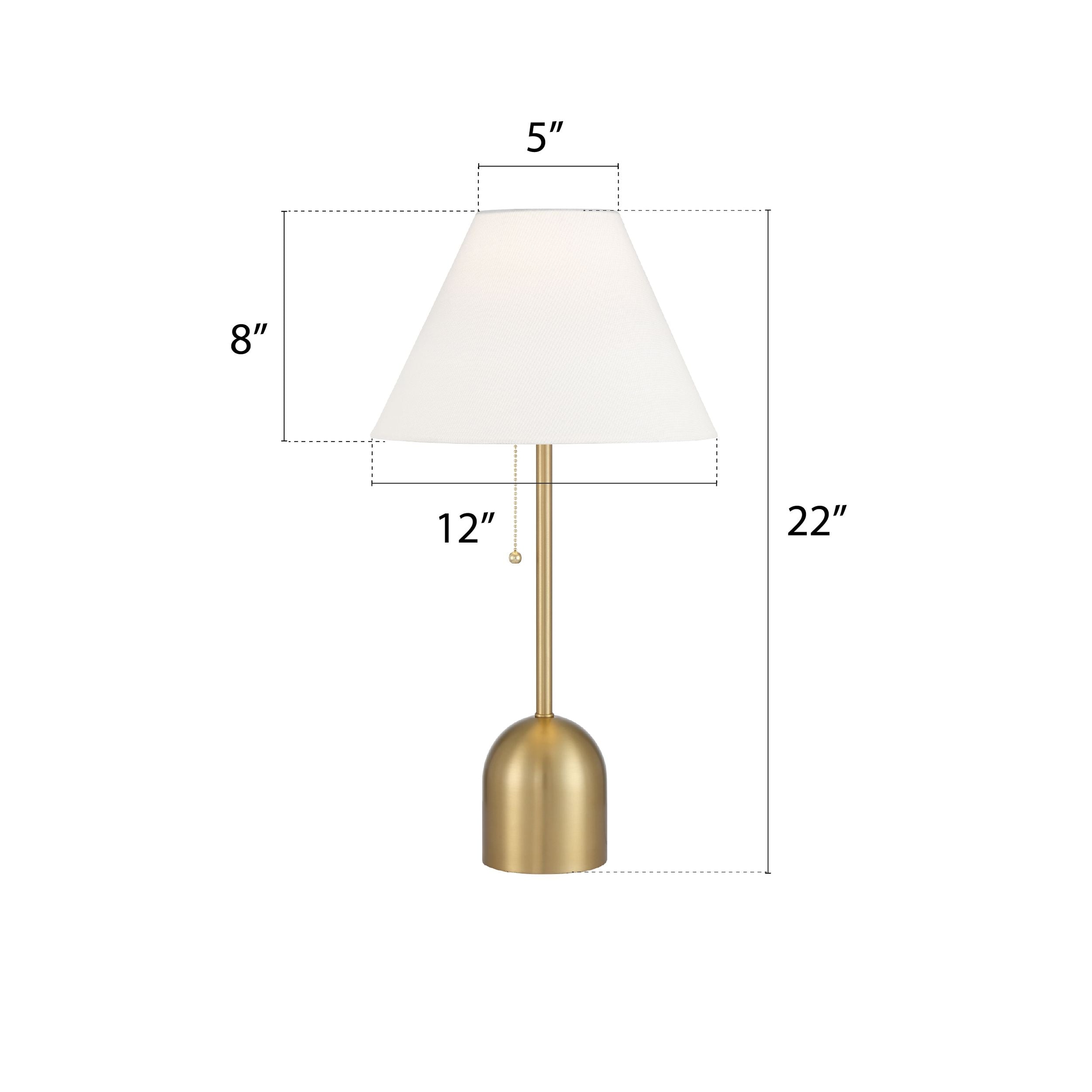 CANVAS Weiße Leinenkegel-Tischleuchte, 22-in, antike Messinglampe
