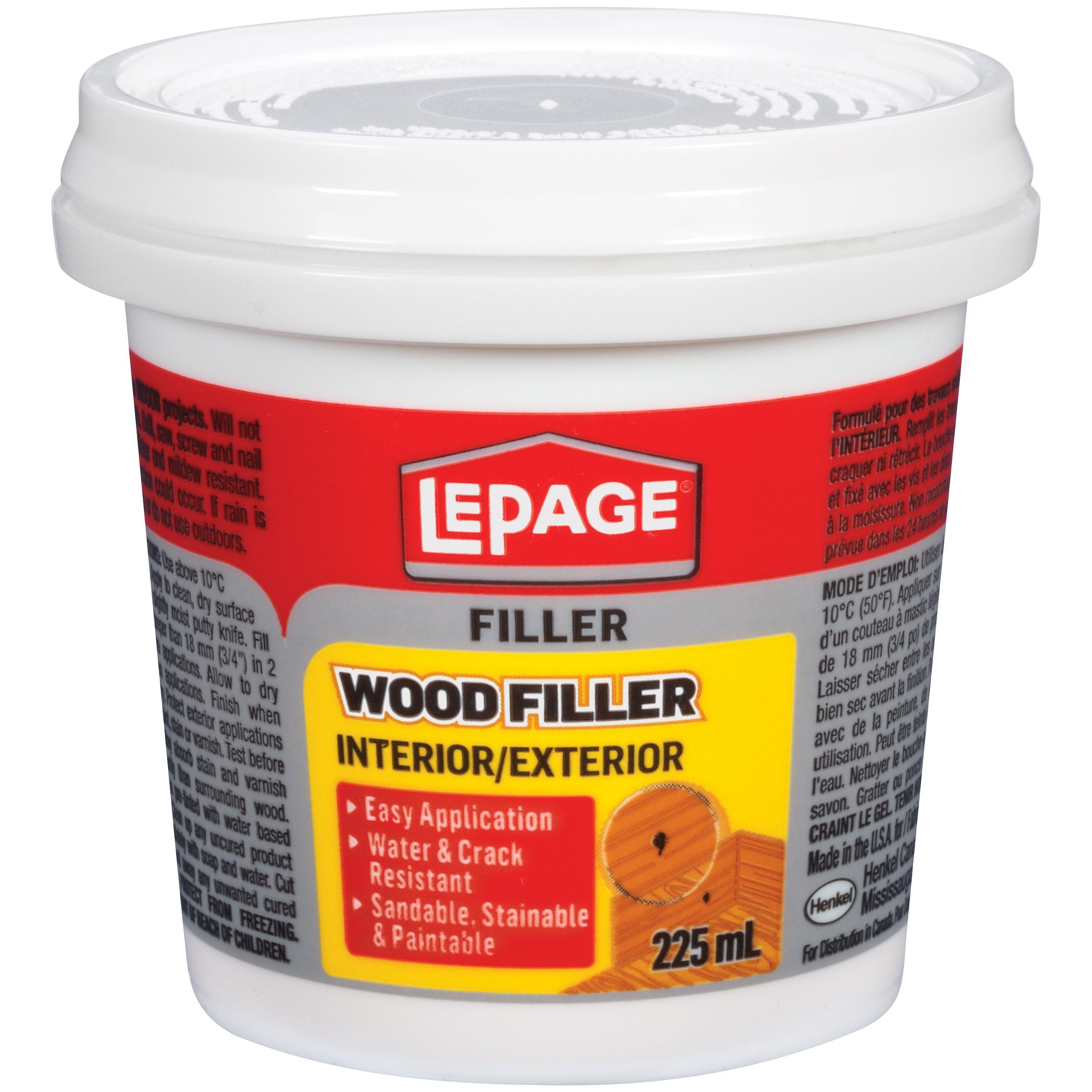 LePage Holzfüller im Innen- und Außenbereich, Reparaturrisse und -löcher, wasserdicht, braun, 225-mL