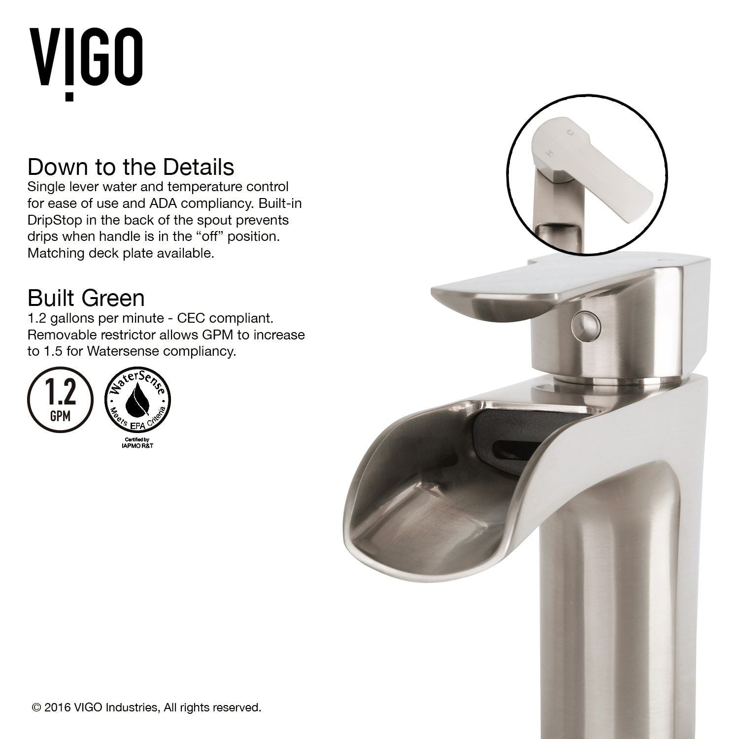 VIGO Hibiskus mattsteinweißes Badezimmerspüle/-becken mit Niko-Wasserhahn und quadratischem Verbundgefäß