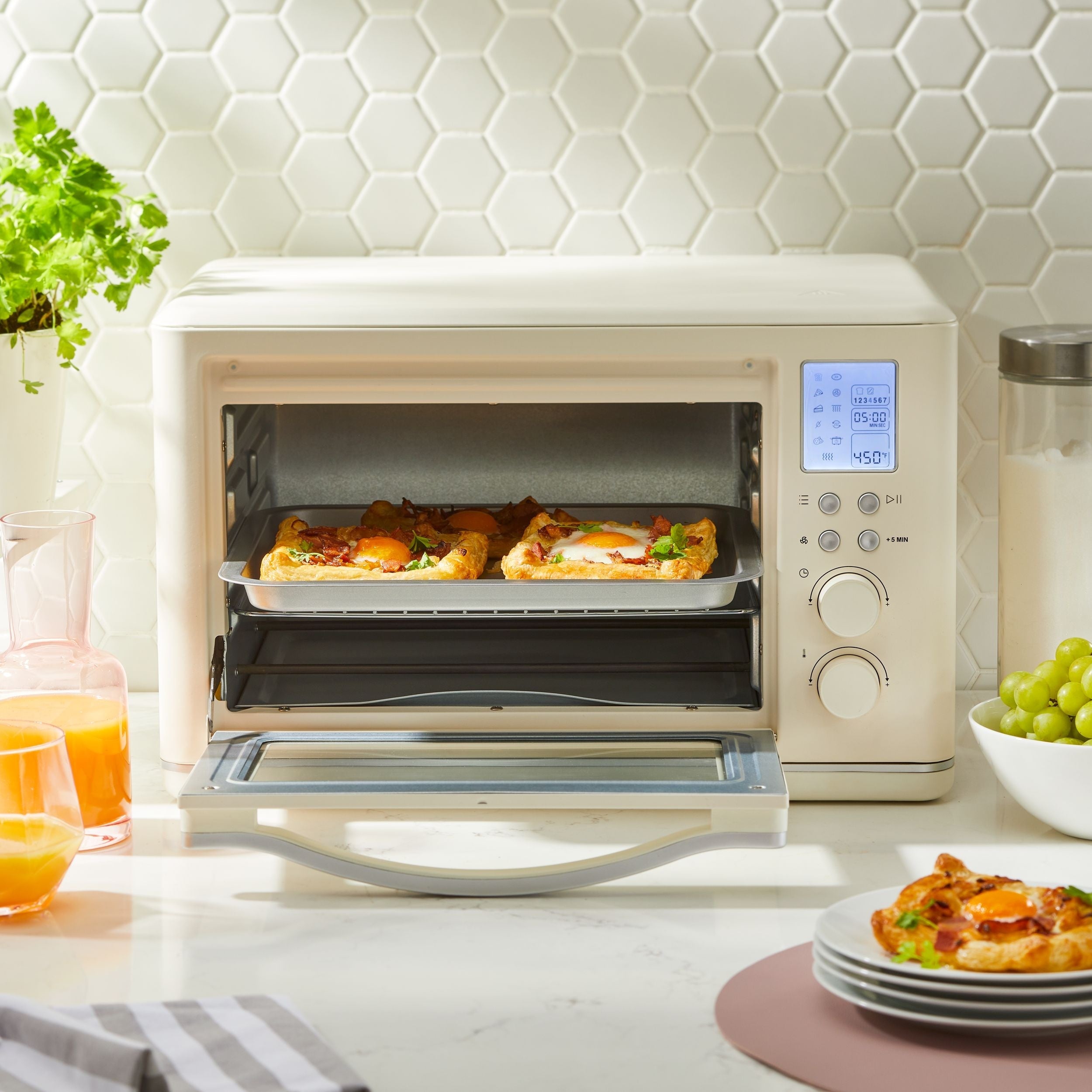 Vida by PADERNO Digitaler, multifunktionaler Fritteusen-Toasterofen mit 11 voreingestellten Funktionen, Shortbread, 6-Scheiben
