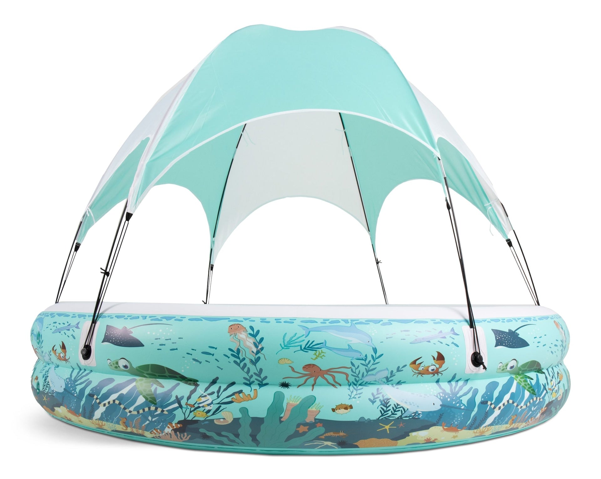 Stella & Finn Ocean Life Splash & Spiel aufblasbare 2 Ring Baldachin Pool, 86,6 "x 86,6" x 64