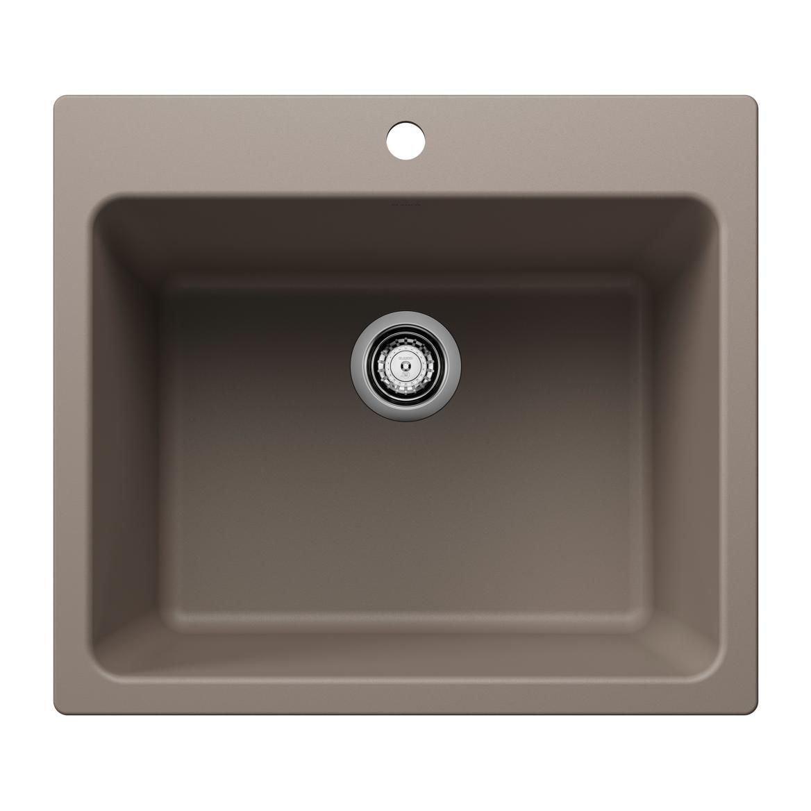 Blanco lebendes SILGRANIT 25-in-Einschalen-Dual-Mount-Waschspüle, Trüffel