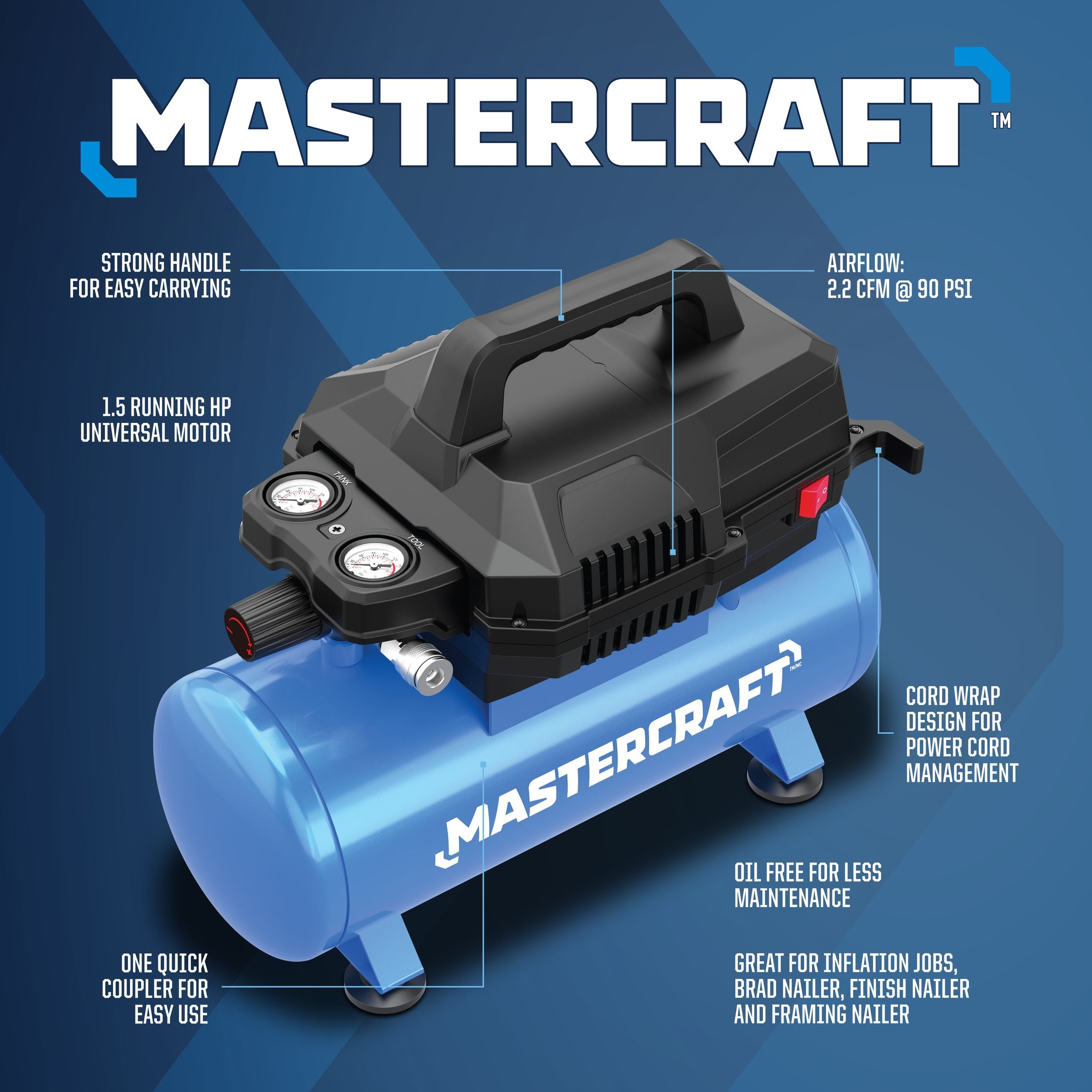 Mastercraft 3-Gallonen-Elektroluftkompressor