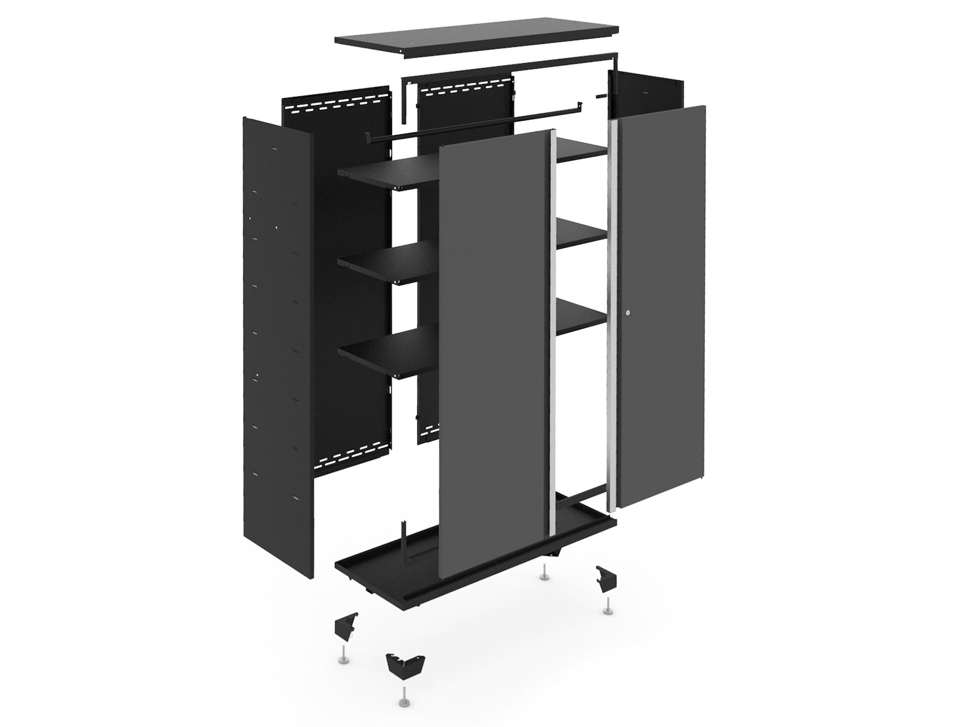 NewAge fett 3.0 Serie 24-Gauge-Garage-Schränke aus Stahl mit Edelstahl-Oberteil, Teilmontage, 96-in x 18-in x 72-in, 6-pc