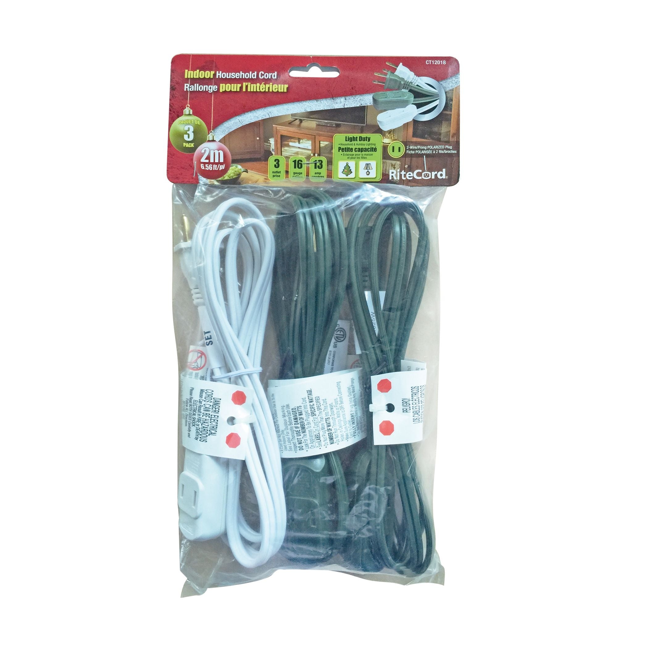 Ritecord 6-ft 7-in 16/2 Innenverlängerungskabel, 3-pk