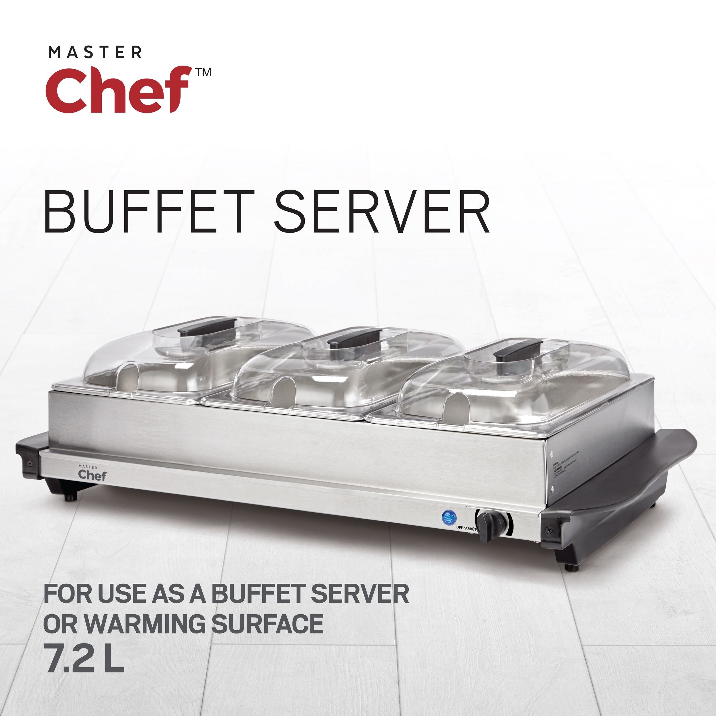 MASTER Chef 3-stufiger Buffetserver / Lebensmittelwärmer mit Warmhalteschale, Edelstahl, 300W