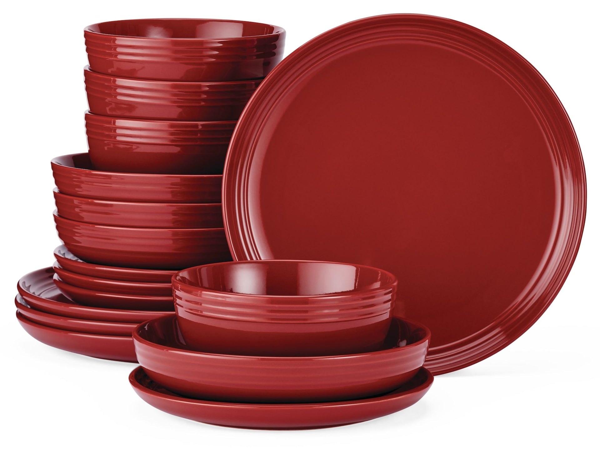 CANVAS edenhill Bauernhaus Bistro Steinzeug Geschirr, serviert 4, 16-pc, rot