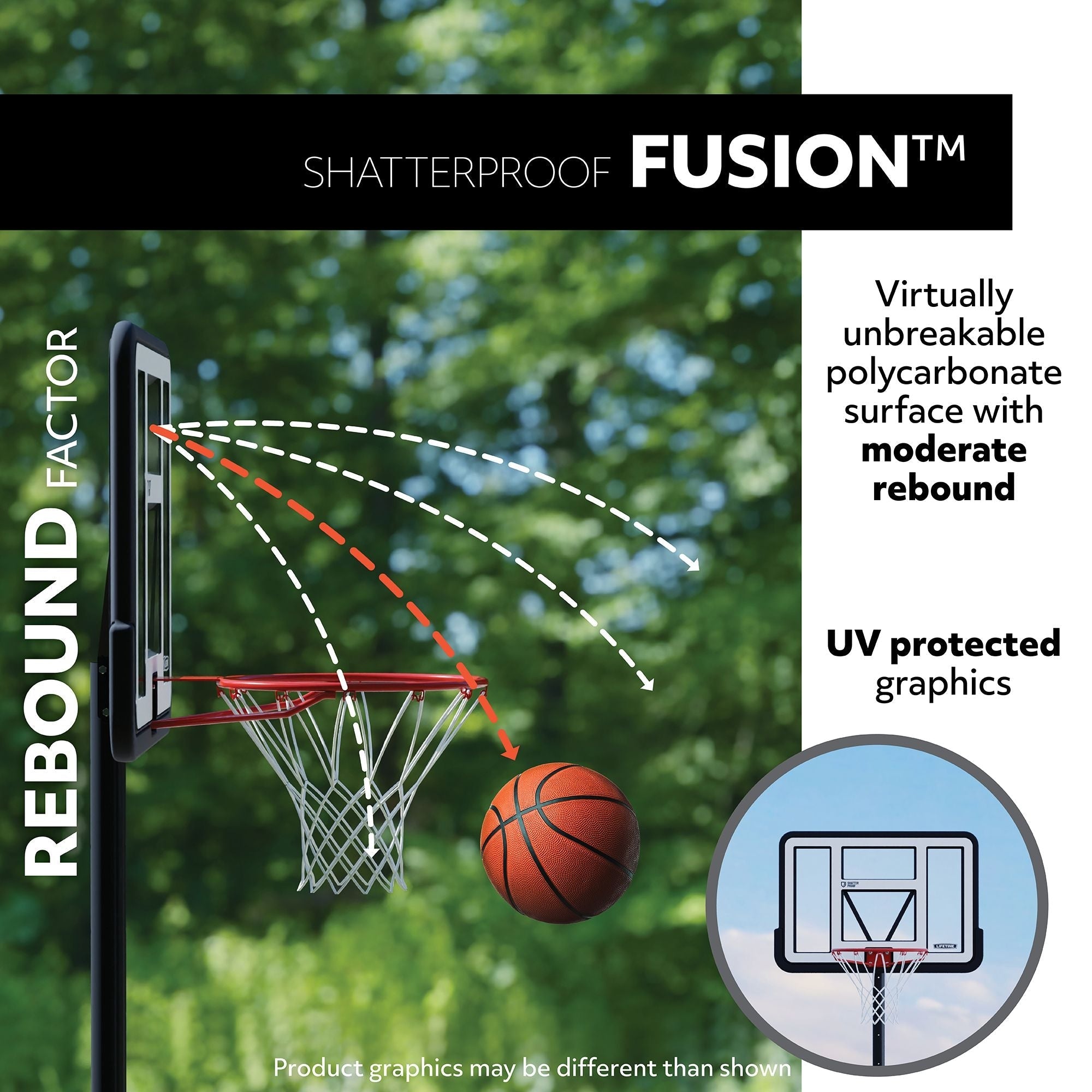 Lifetime tragbares verstellbares Basketball-Backboard, Reifen & Netzsystem, 48-in