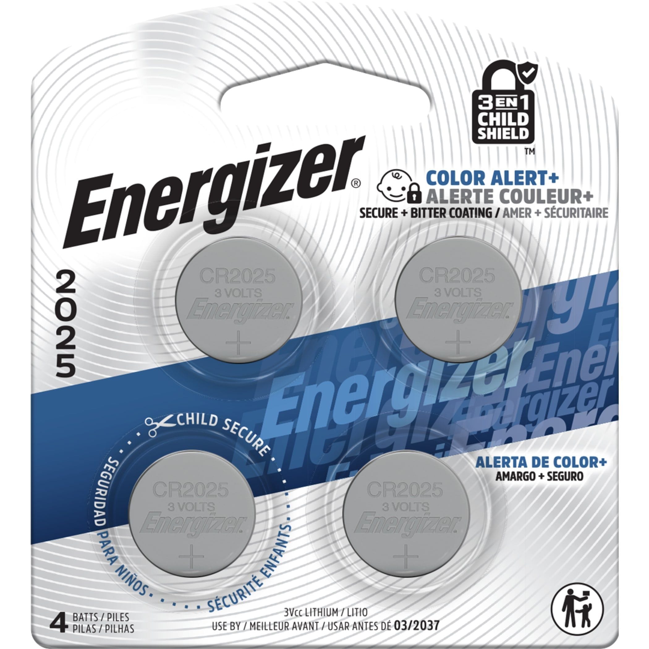 Energizer 2025 3V Lithium-Münzenbatterien, langlebig, 4-pk