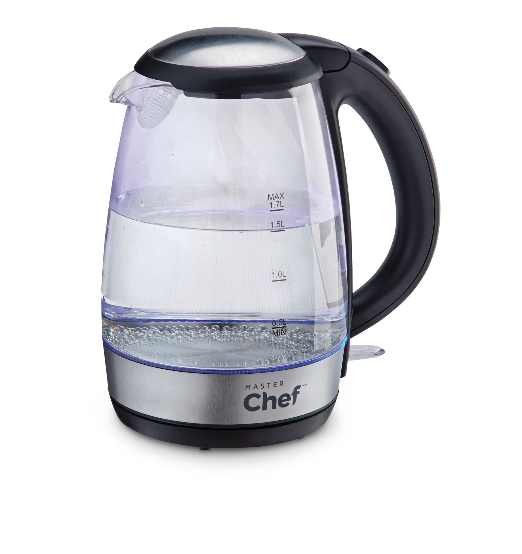 MASTER Chef schnurloser Elektrokessel mit blauem Licht, Glas, 1,7 l