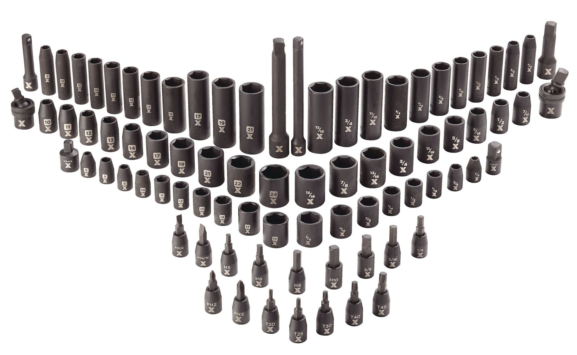 MAXIMUM 3/8-in & 1/2-in-Laufwerk professionelle Schlagbuchse, 83-pc, CRMO