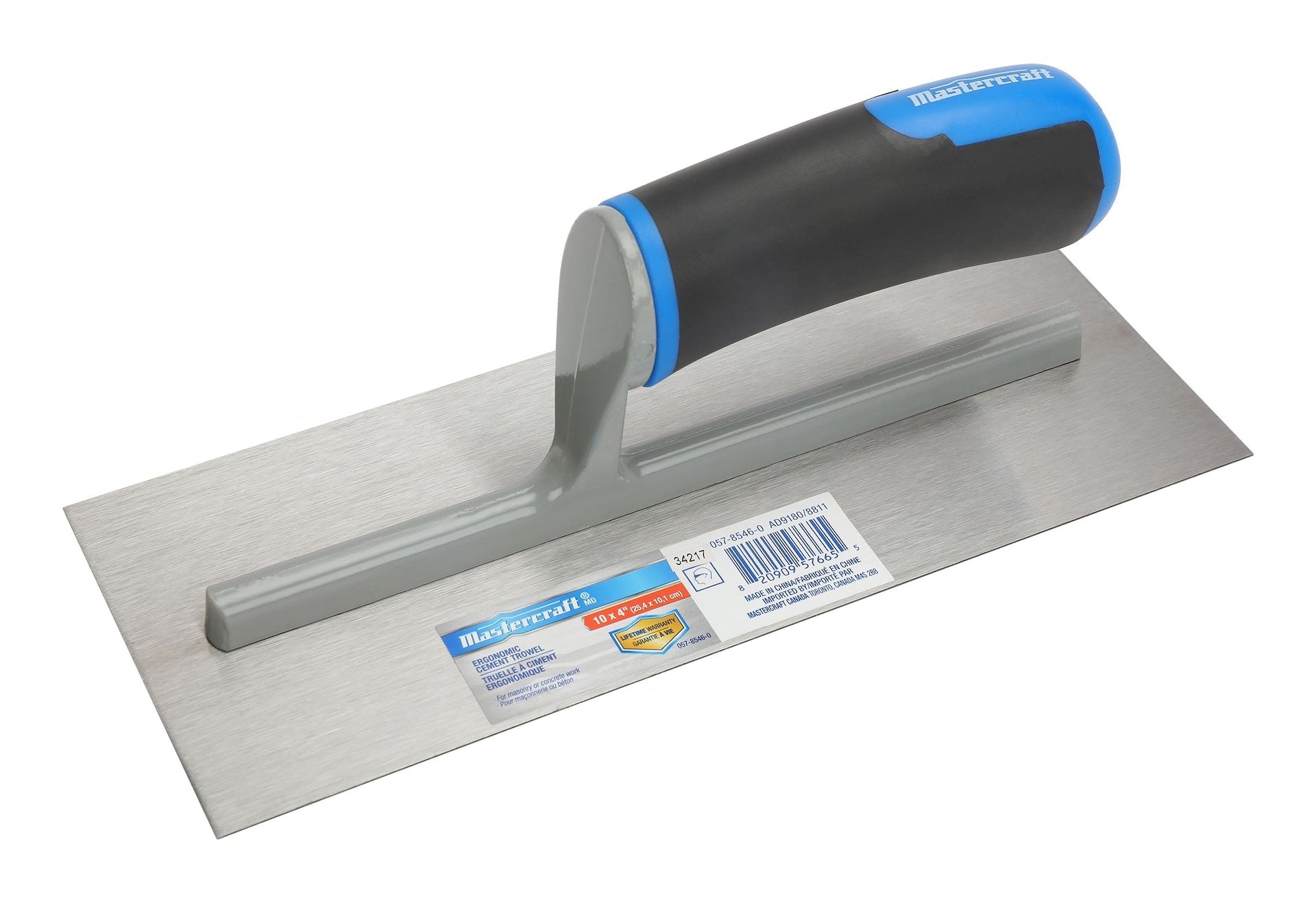 Mastercraft Ergonomische Stahlzementkelle für Mauerwerk & Betonarbeiten, 4 x 10-in