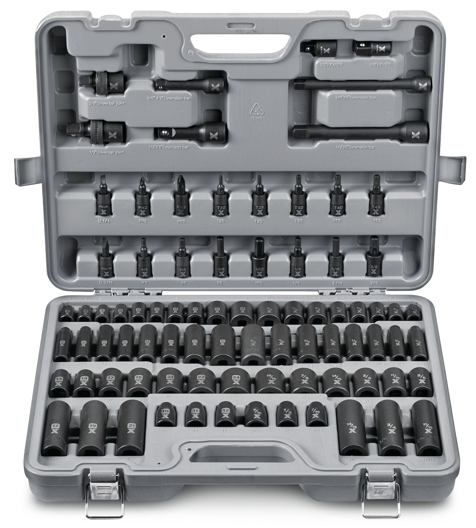 MAXIMUM 3/8-in & 1/2-in-Laufwerk professionelle Schlagbuchse, 83-pc, CRMO