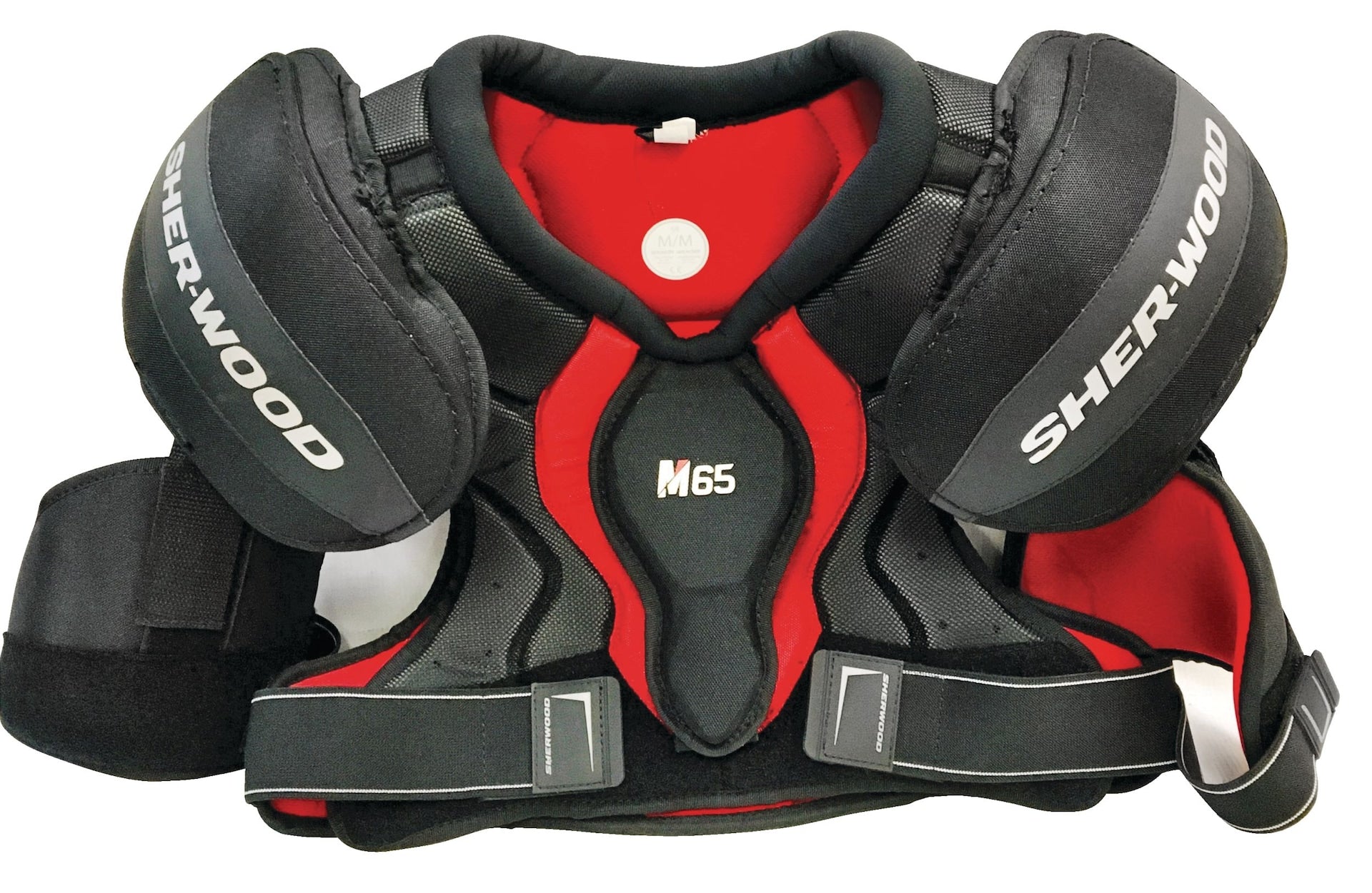 Sherwood rekker M65 Hockey-Schulterpolster, Junior, schwarz/rot, verschiedene Größen