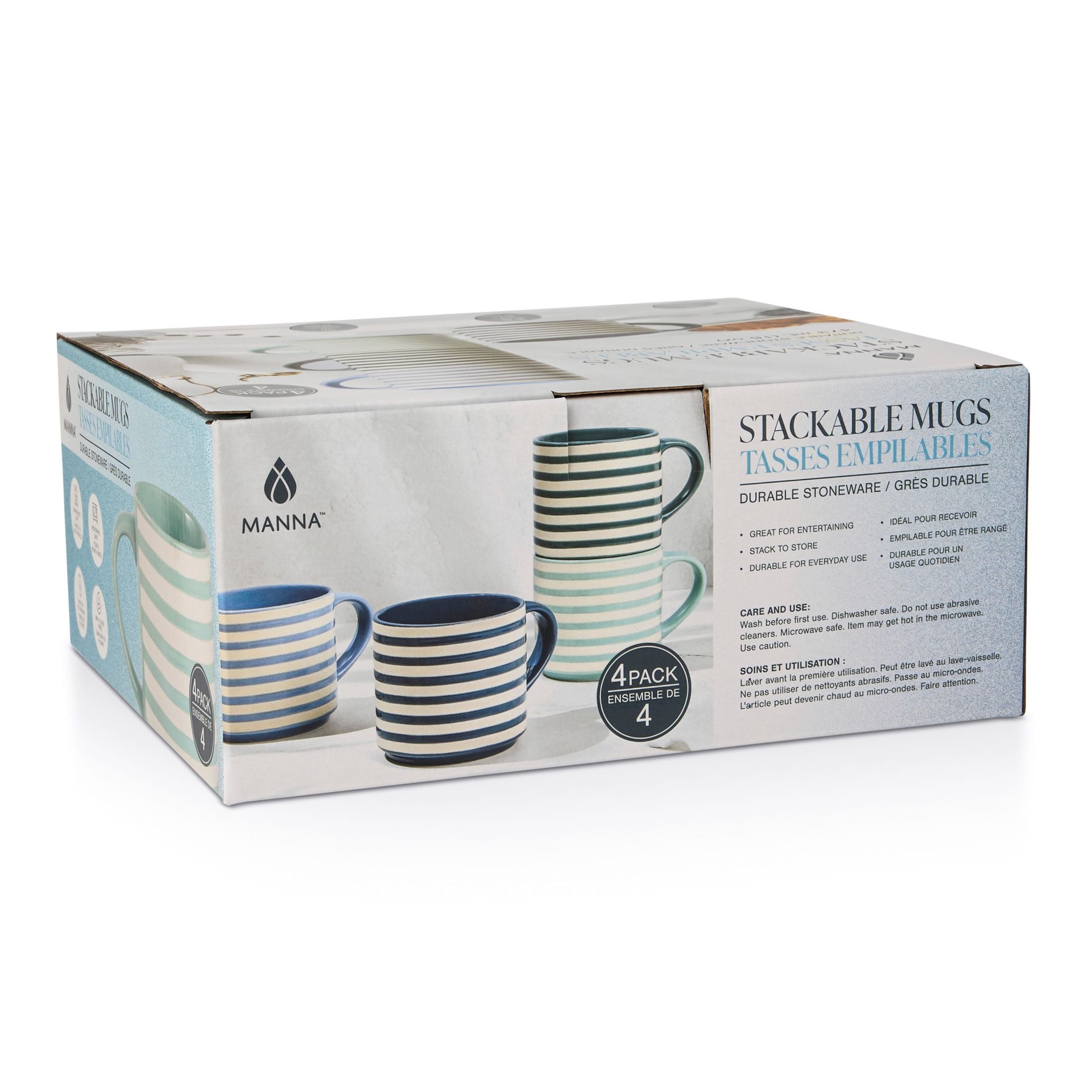 Manna blaue stapelbare Becher, verschiedene Farben, 4-pk