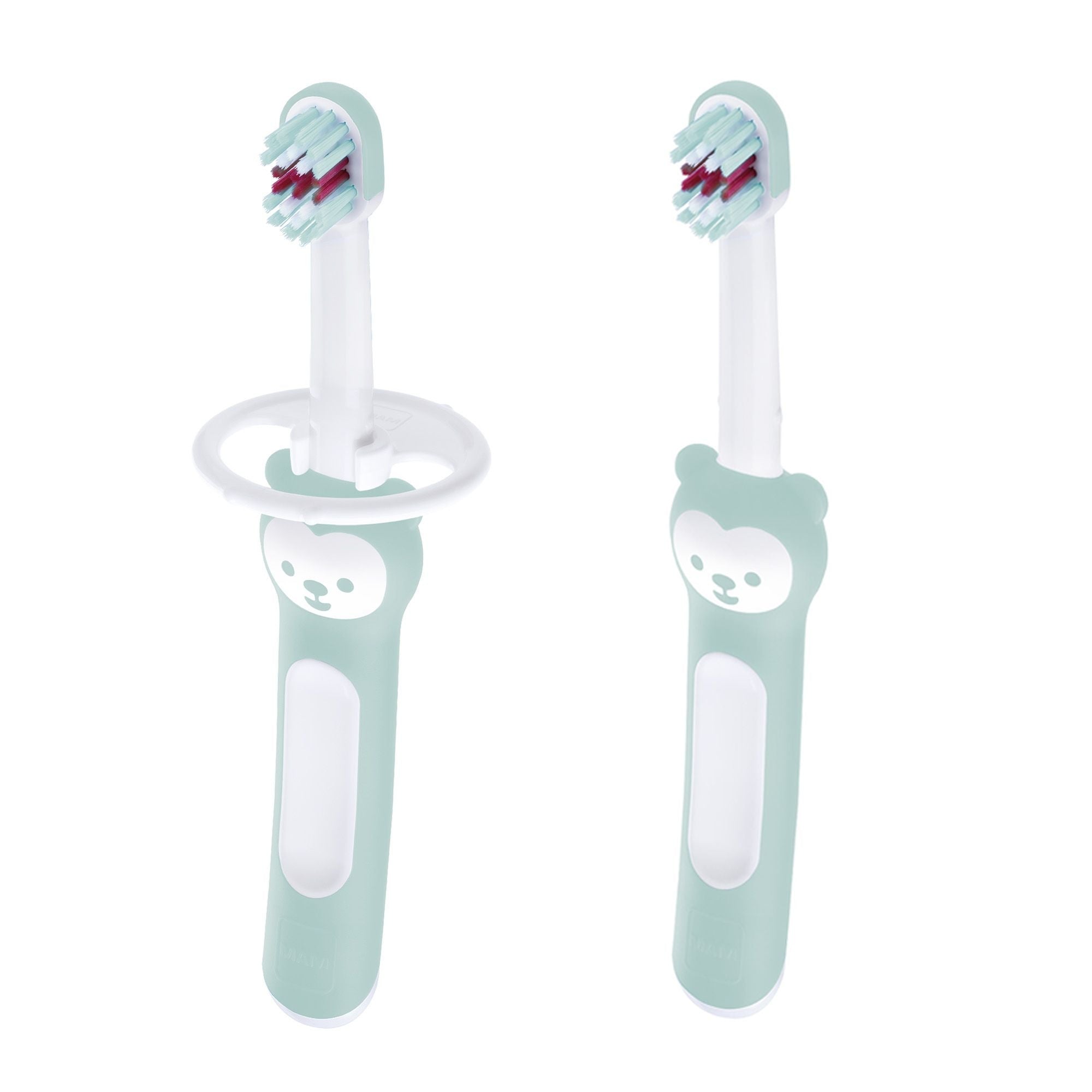 MAM Babyzahnbürste mit Sicherheitsschild, Minzegrün, 2-pk