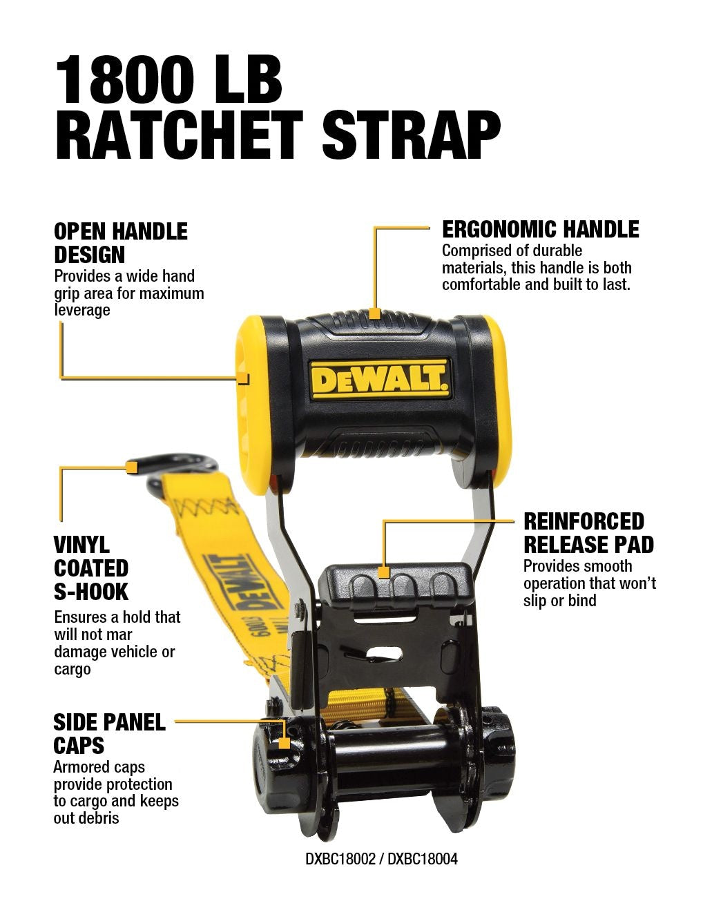DEWALT DXBC18002 1,800-lb Ratsche-Bindegurte, 1,25-in x 12-ft, 2-pk
