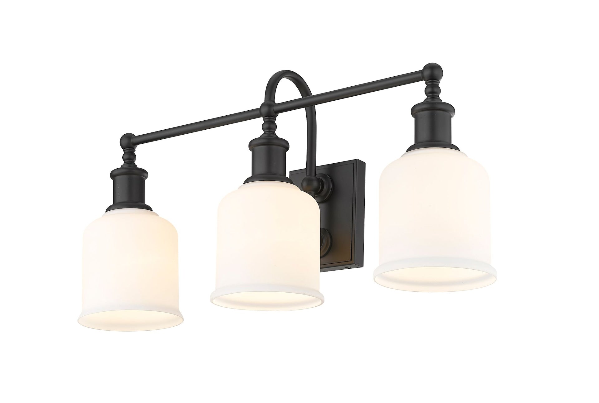 Z-Lite bryant 3-Licht-Eitellicht, schwarz mit Opalton