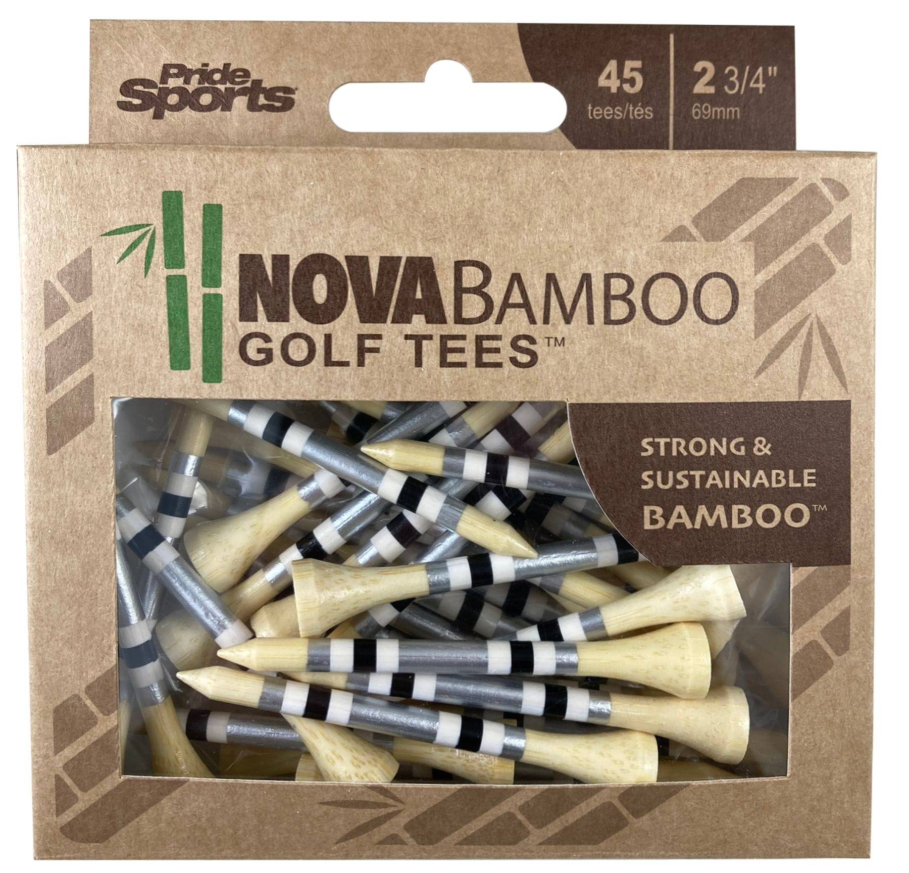 Pride Nova-Bambus-Golf-T-Stück, 2 3/4-in, 45-pk