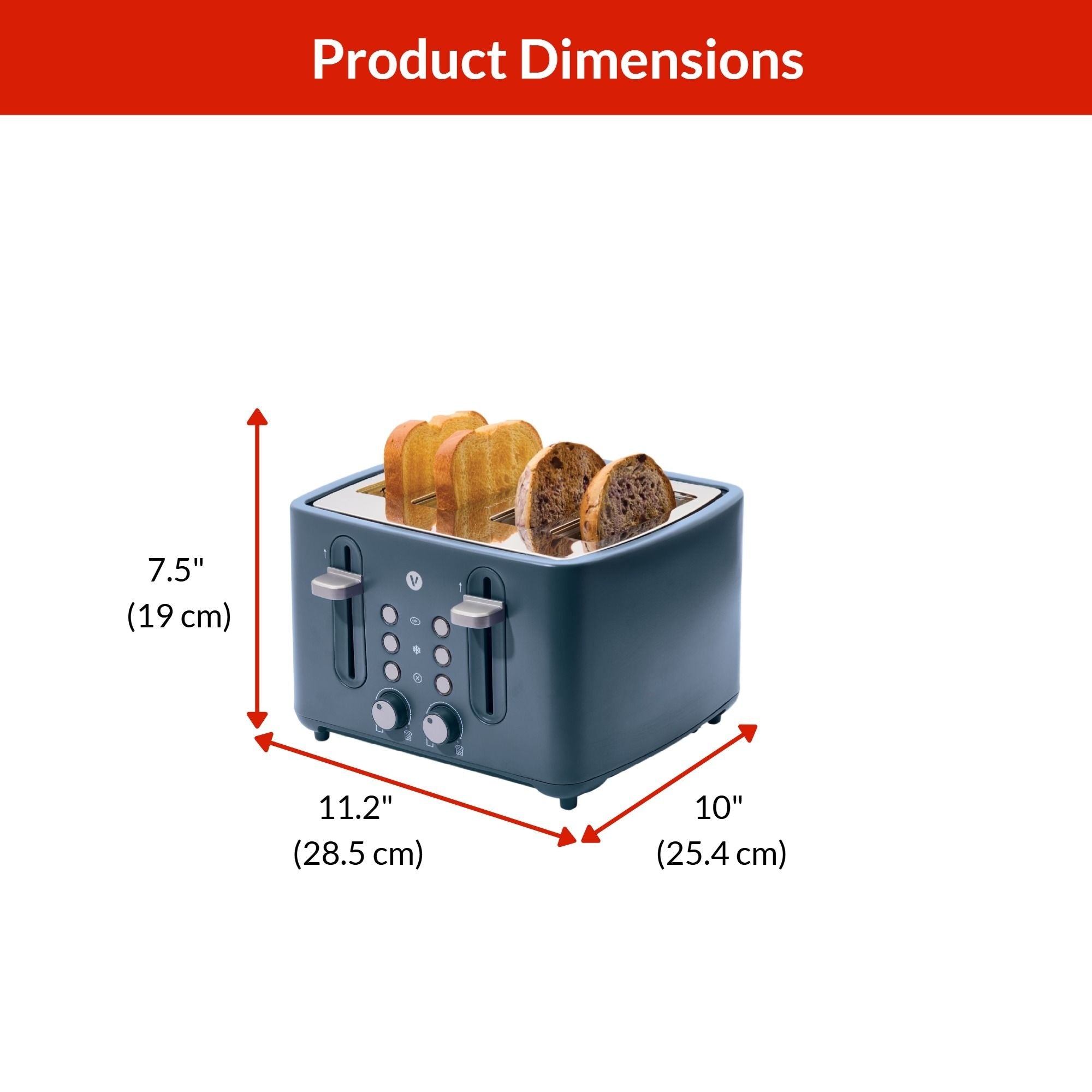 Vida 4-Scheiben-Toaster mit extrabreiten Schlitzen, Blauflossenthun