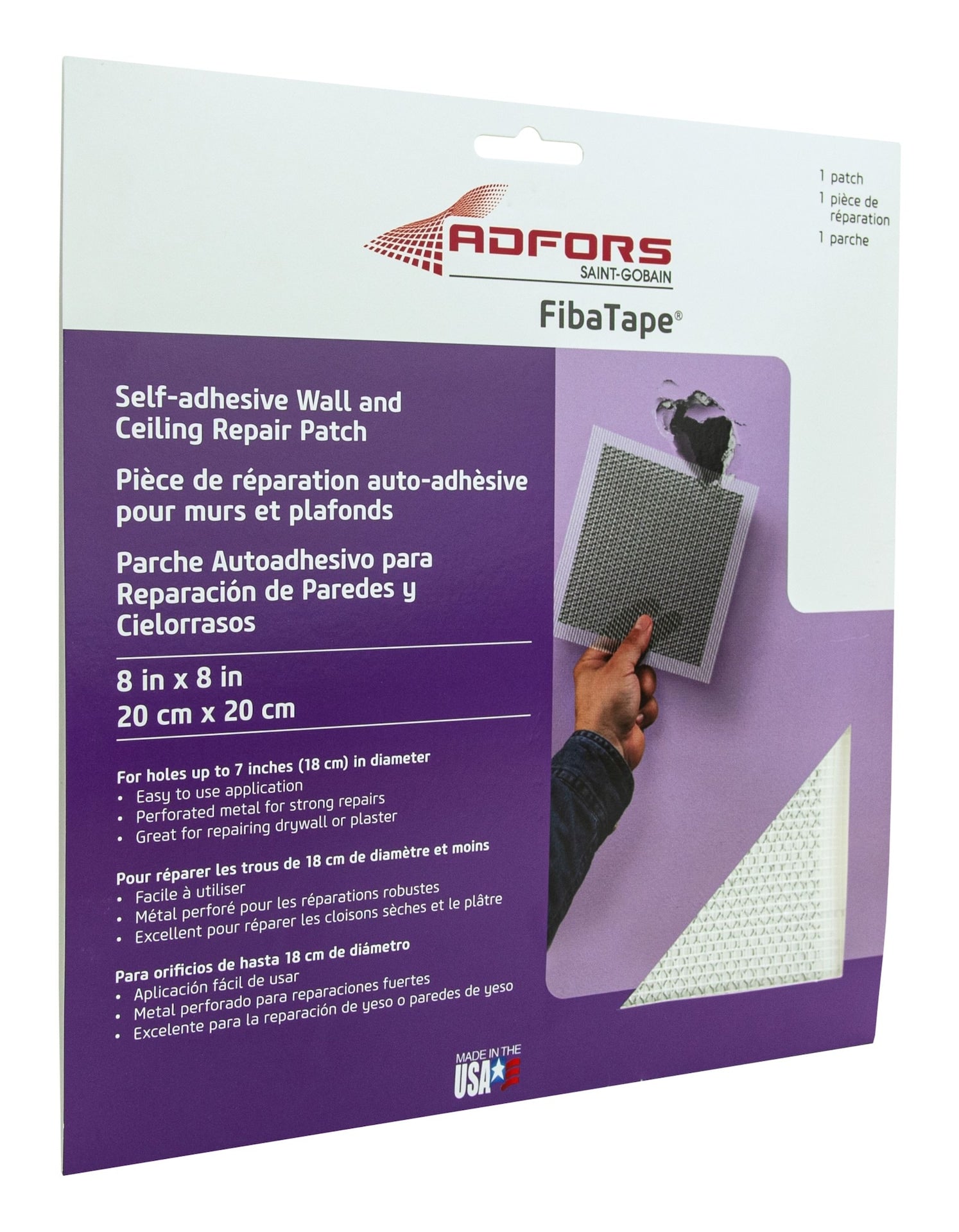 Saint-Gobain selbstklebende Wand & Decke Loch Reparatur Patch für Trockenbau & Putz, 8 x 8-in