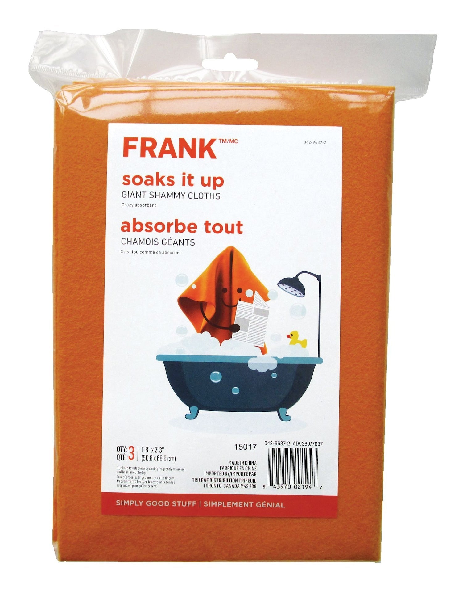 FRANK Allzweckmaschinenwaschbares synthetisches Riesentuch, orange, 3-pk