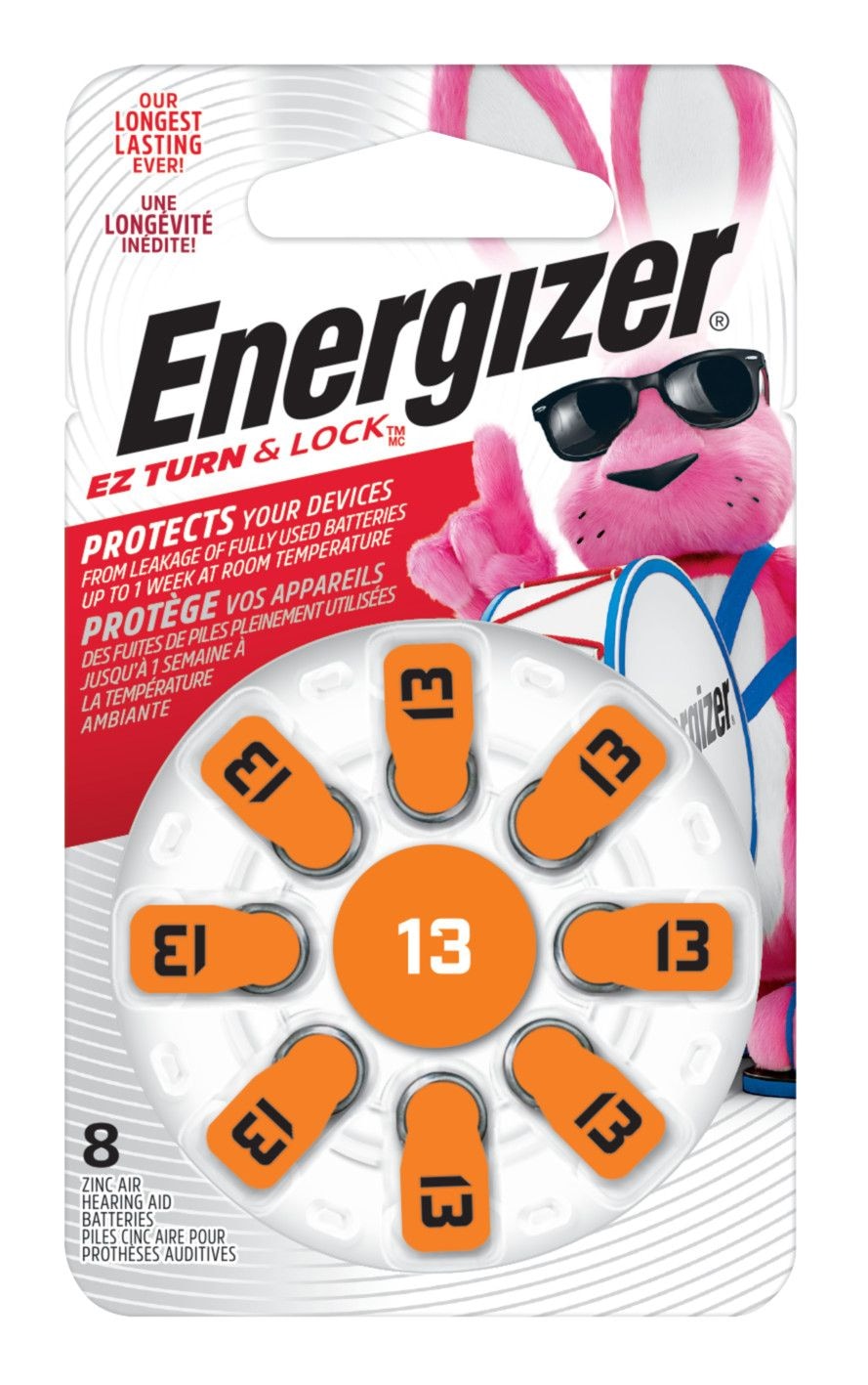 Energizer 8-pk Größe AZ13 1,4v / 1,4 Volt Zink-Hörgerätebatterien, EZ turn lock