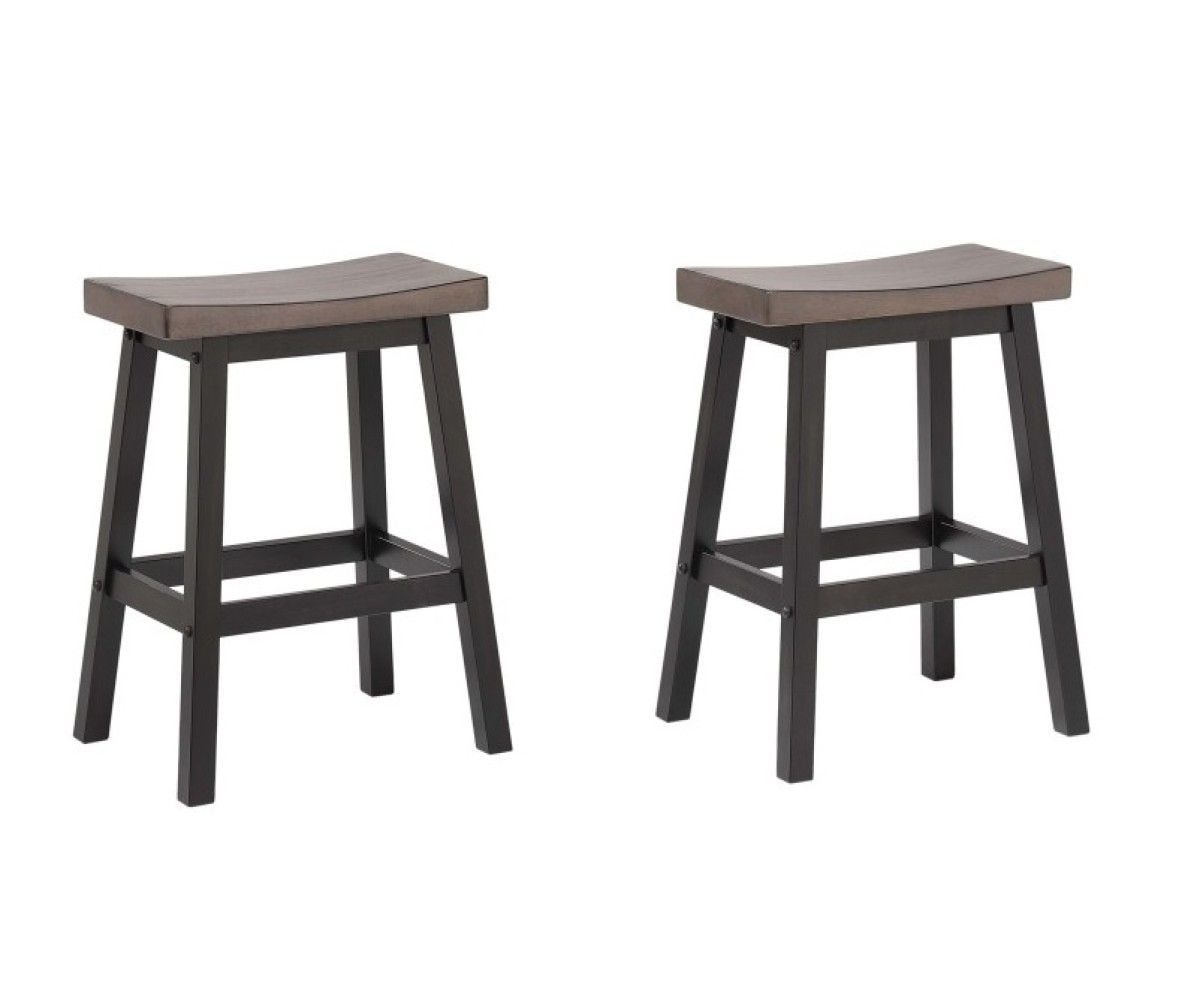 Brassex Arnoldeiche/dunkelgraue Theke/Barhocker mit Rückenlehne, 2-pc