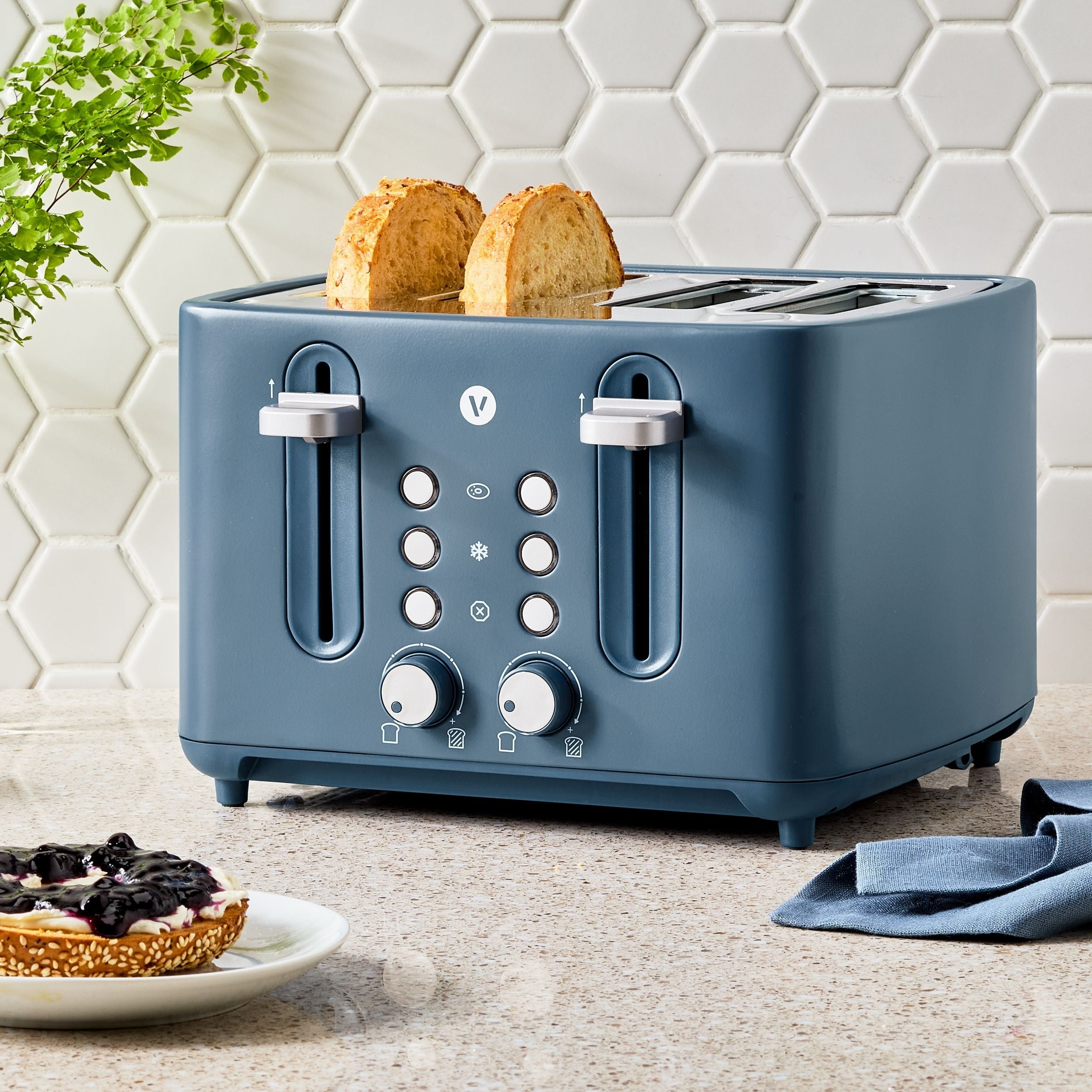 Vida 4-Scheiben-Toaster mit extrabreiten Schlitzen, Blauflossenthun