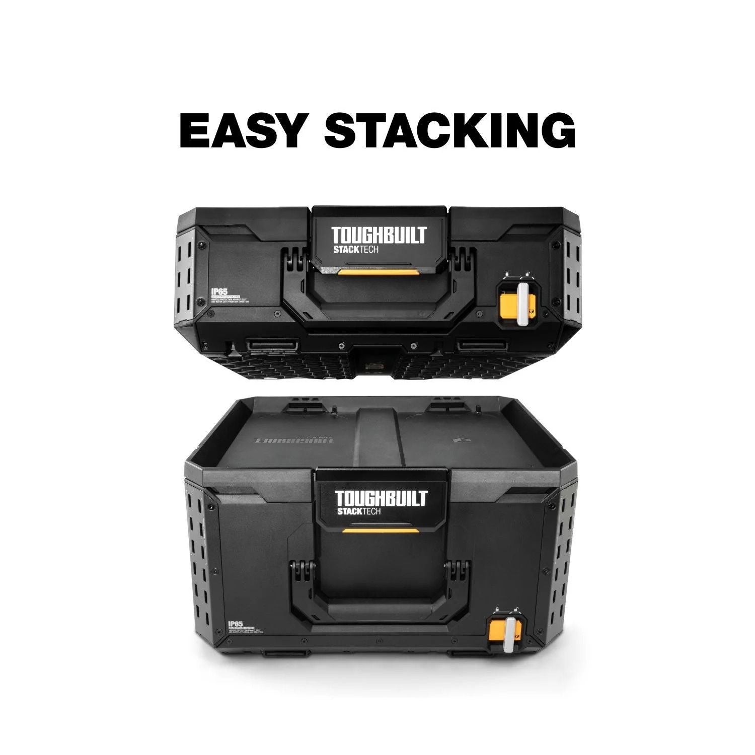 ToughBuilt Stacktech mittlere tragbare modulare Kunststoff / Metall-Werkzeugbox mit Innenschale, ip65-bewertet, schwarz