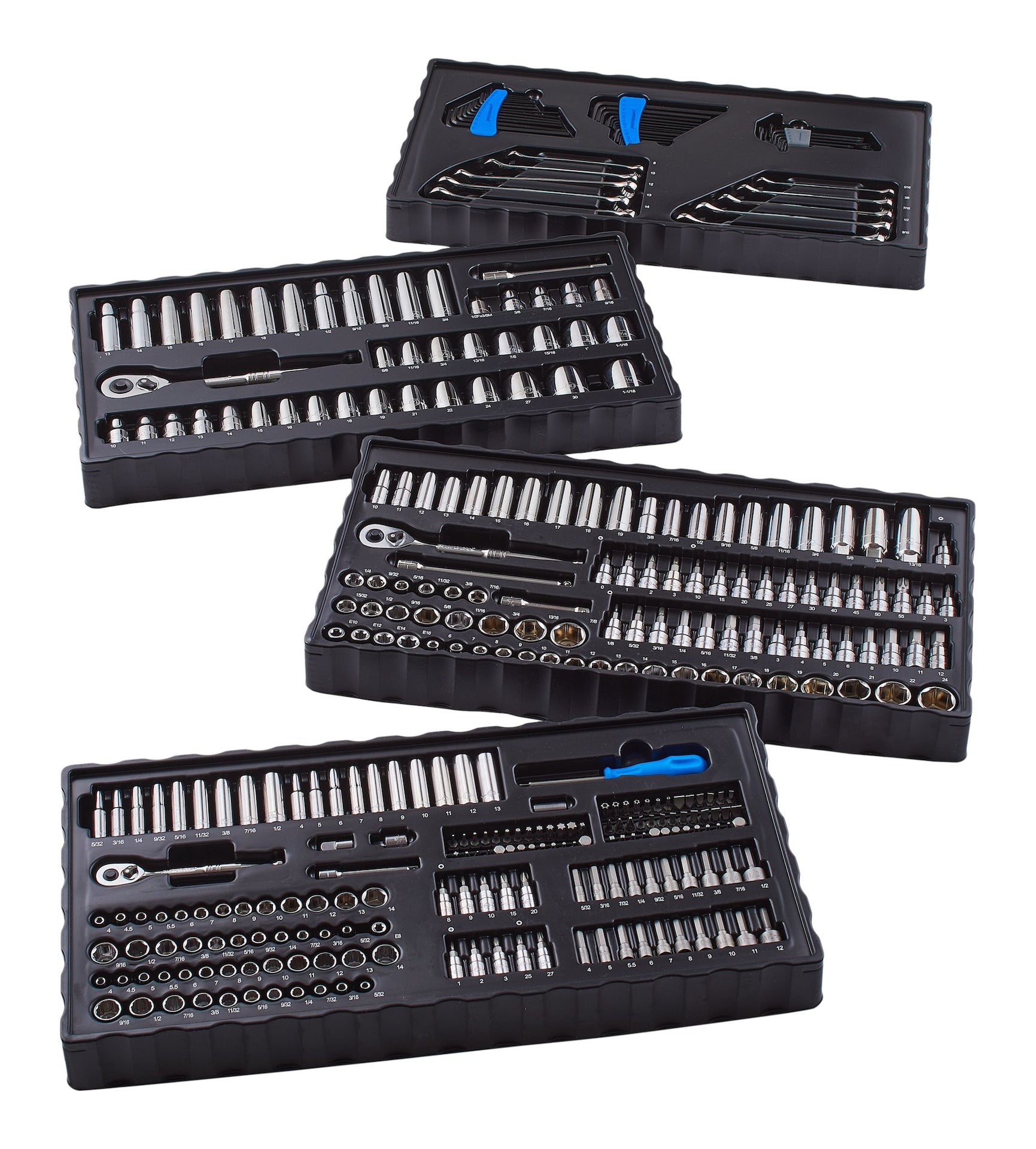 Mastercraft Steckdose, 350-pc, SAE / metrisch, CRV, Nickel-Chrom-plattierung