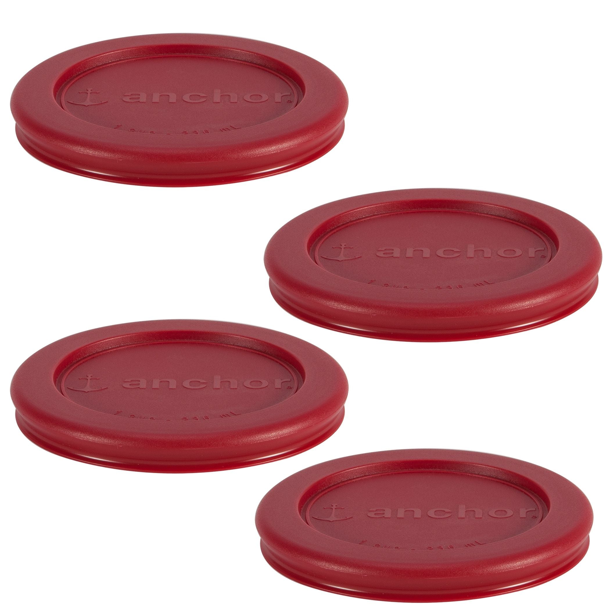 Anchor Hocking Kunststoffdeckelset, rot, 4-pc x 1-Cup