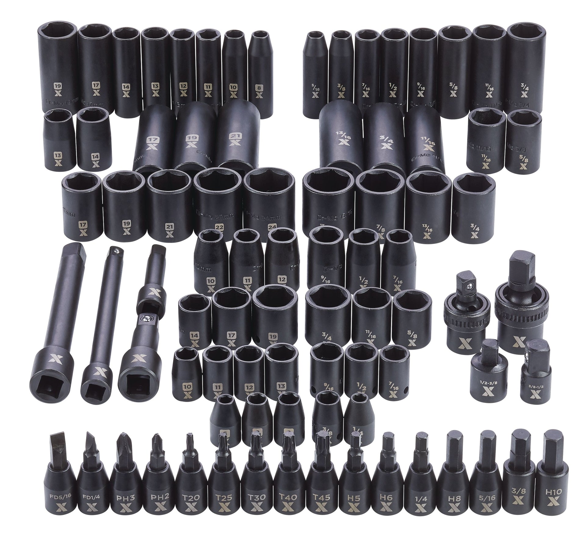 MAXIMUM 3/8-in & 1/2-in-Laufwerk professionelle Schlagbuchse, 83-pc, CRMO