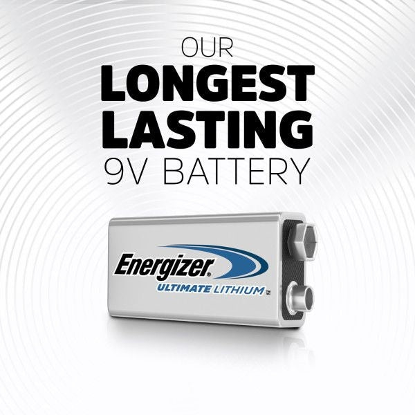 Energizer 2-pk 9V / 9 Volt Lithium-Batterien, EZ turn lock, powerseal