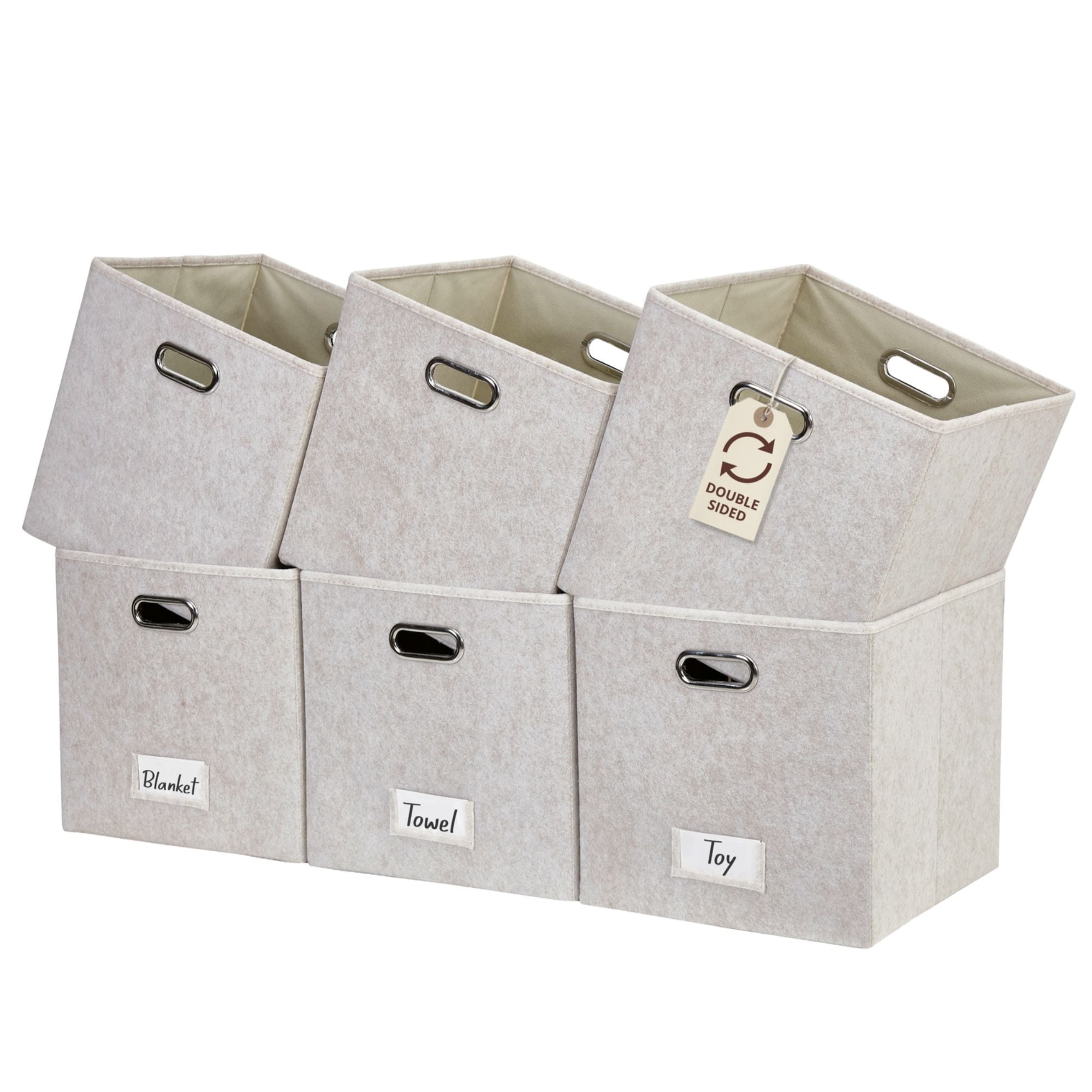 Decomomo Faltfilzspeicherwürfel, 11-in, 6-pk, beige