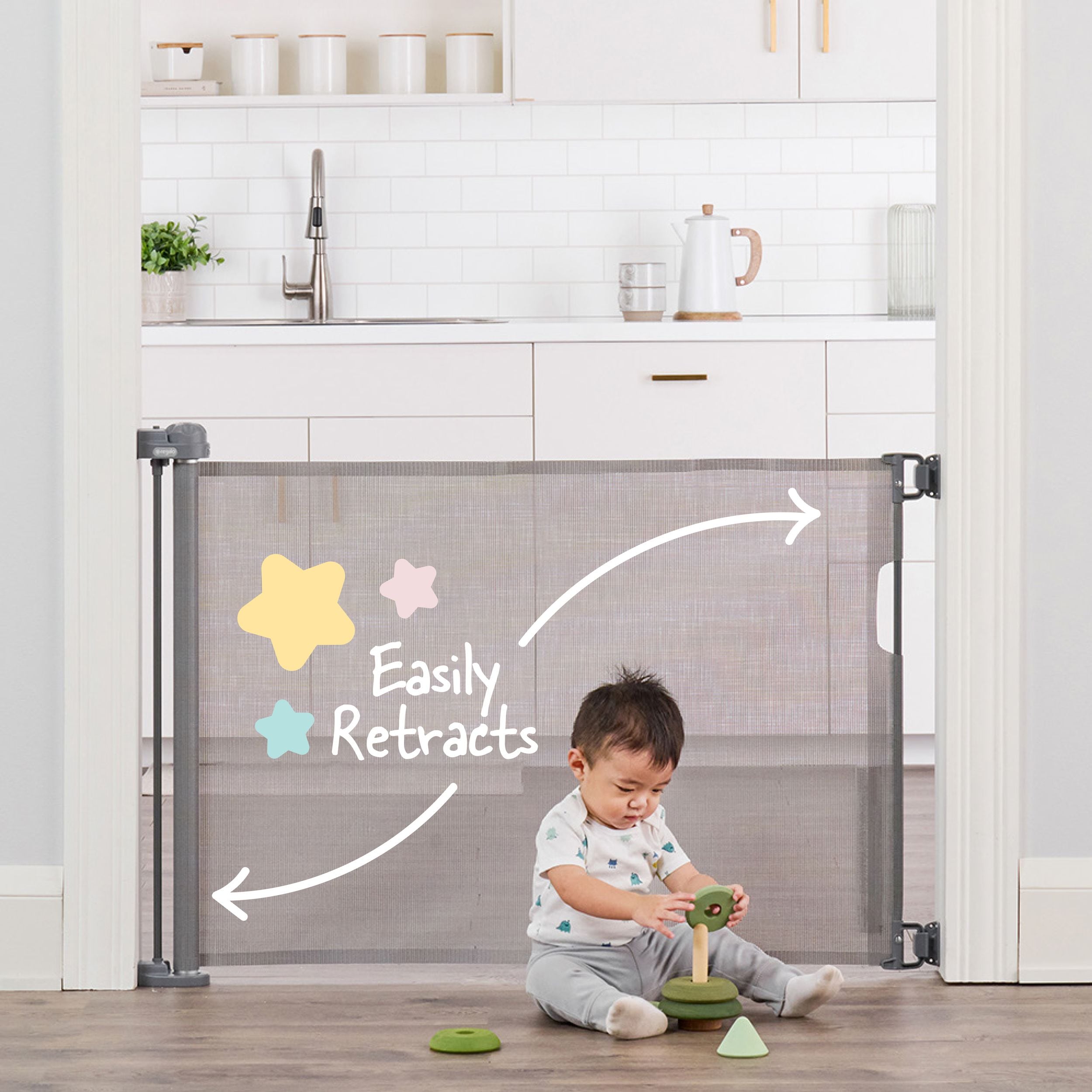 Regalo Einziehbares Baby-Sicherheitsgatter, 50-in, grau
