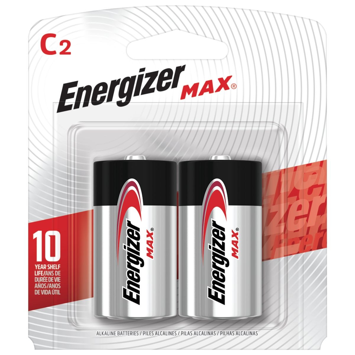 Energizer max 2-pk c alkalische Batterien, langlebig, Allzweck