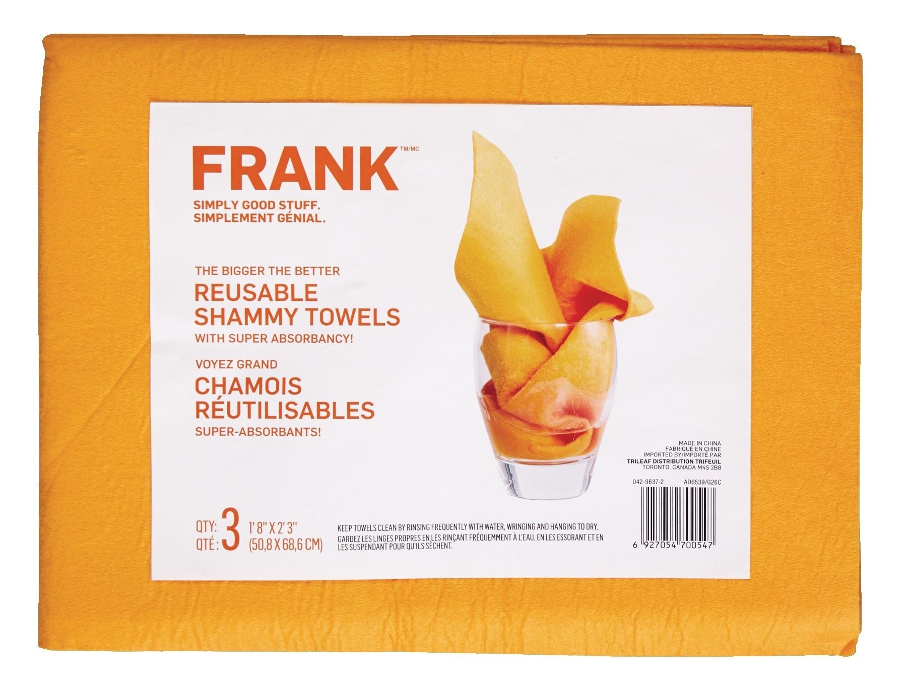 FRANK Allzweckmaschinenwaschbares synthetisches Riesentuch, orange, 3-pk