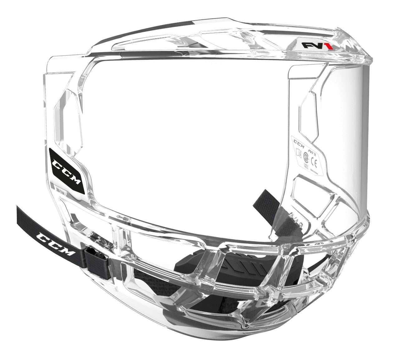 CCM FV1 Vollhockeyhelmmaske/Schild/Blase, Junior, klar